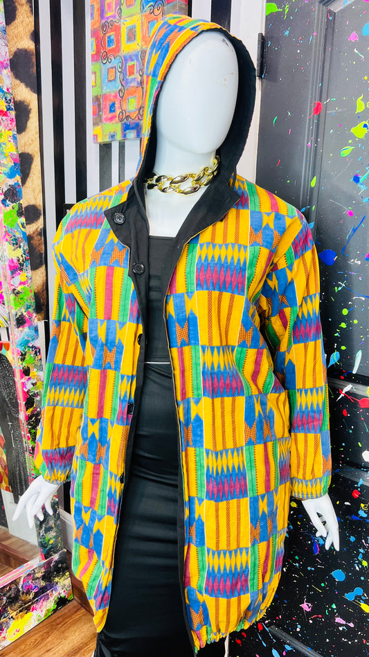 Vintage Traditional African Reversible Hooded Jacket (20)