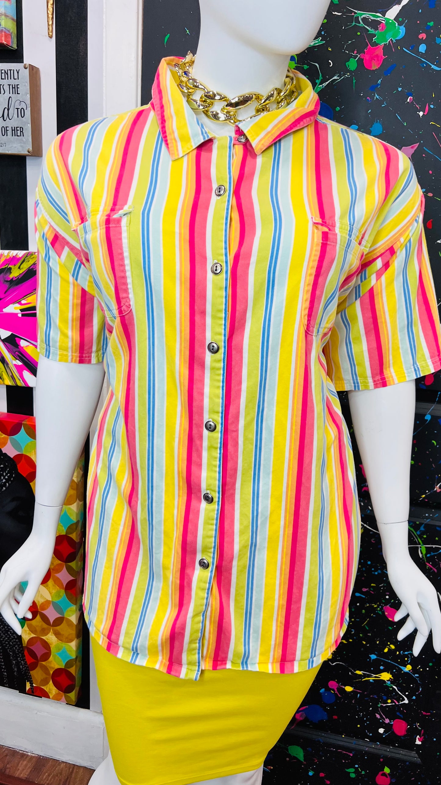 Vintage Denim Striped Blouse (28)