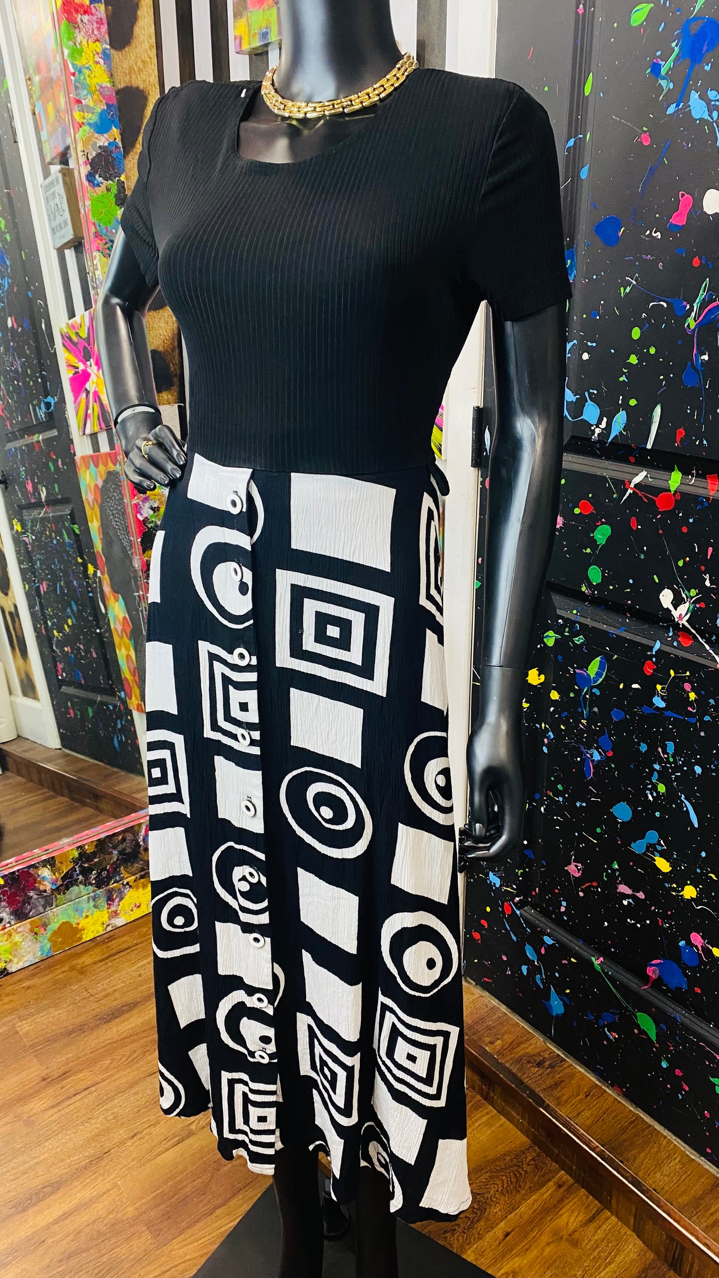 Vintage Cachè Black & White Dress (14)