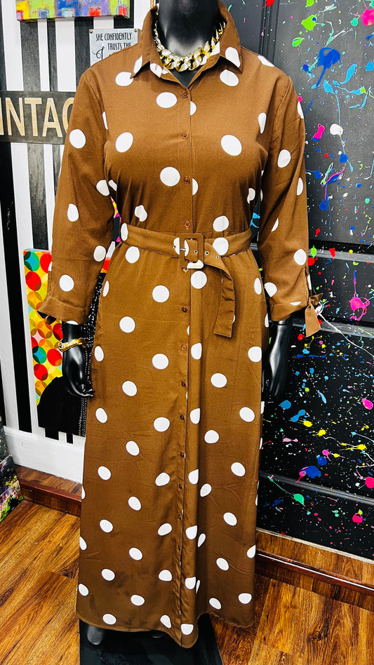 Brown & White Polka Dress/Duster (16)