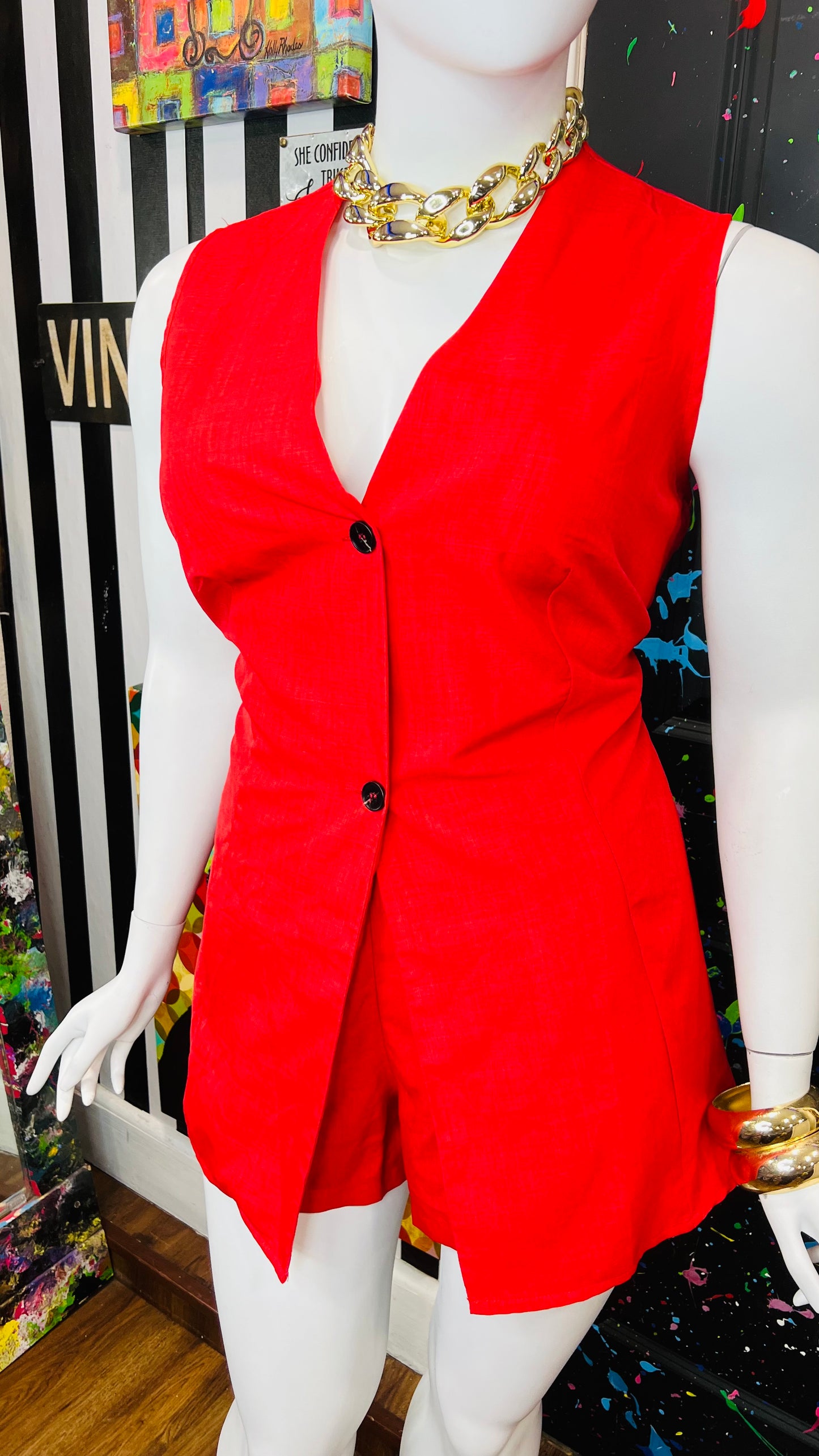 Red Vest & Shorts Set (16)