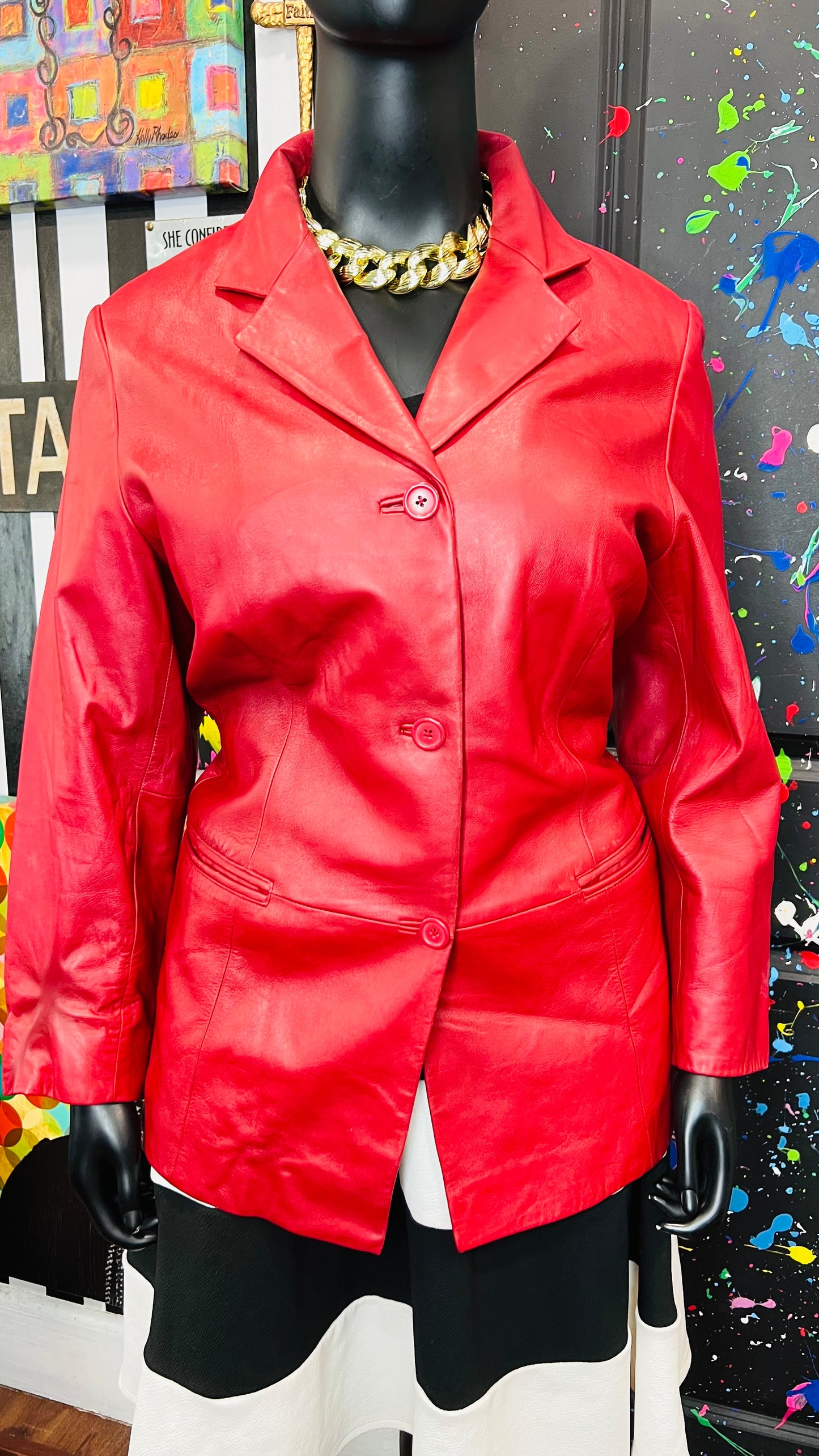 Vintage Burgundy/Red Wine Genuine Leather Blazer (18)
