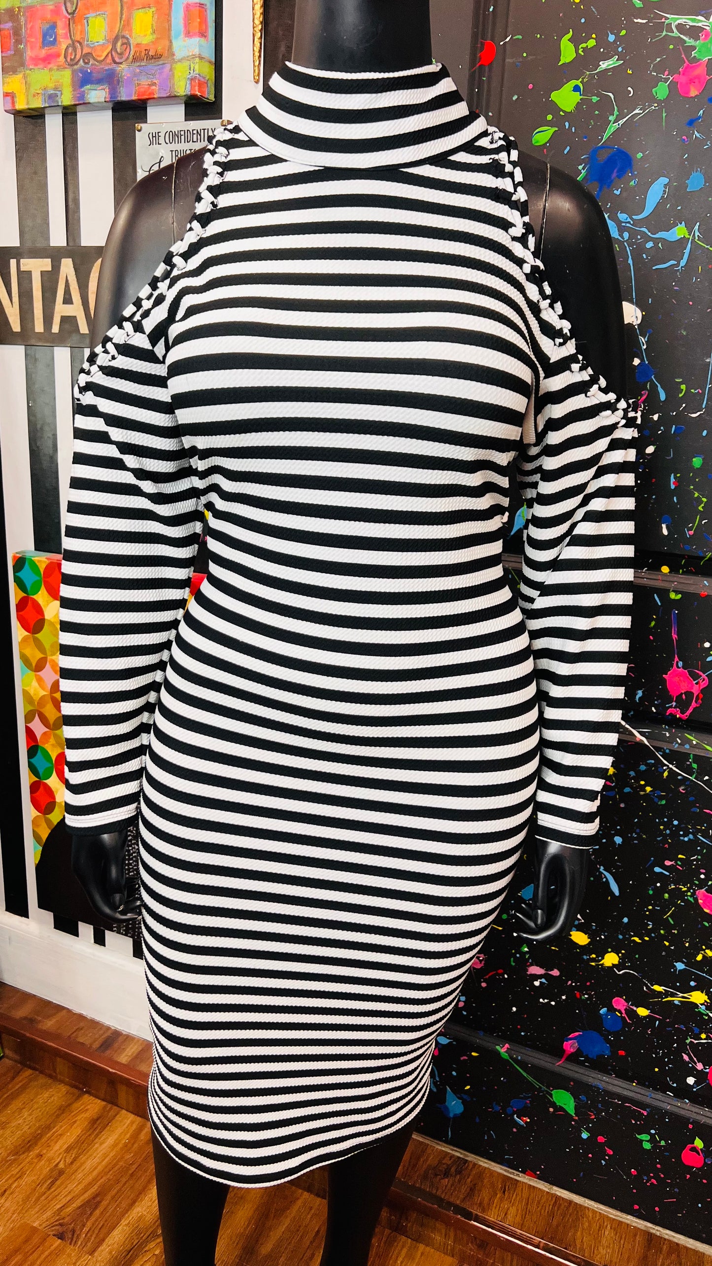 Ashley Stewart Striped Open Shoulder Dress (18/20)