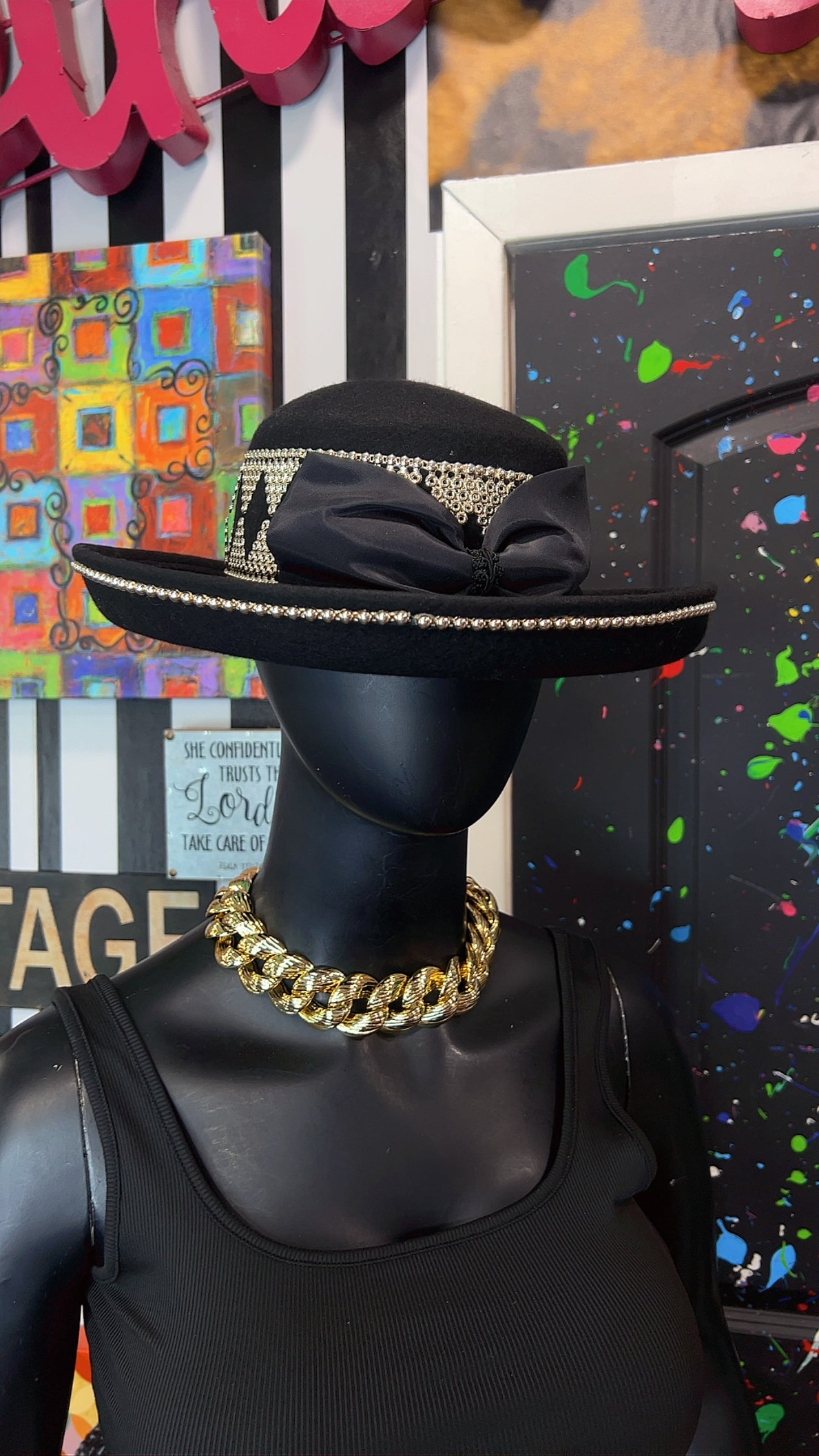Vintage Silver & Black Hat