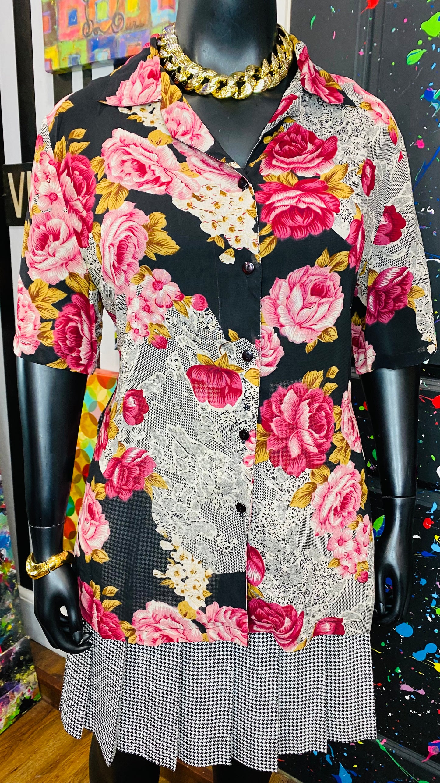 Vintage Sheer Mixprint Blouse (22)