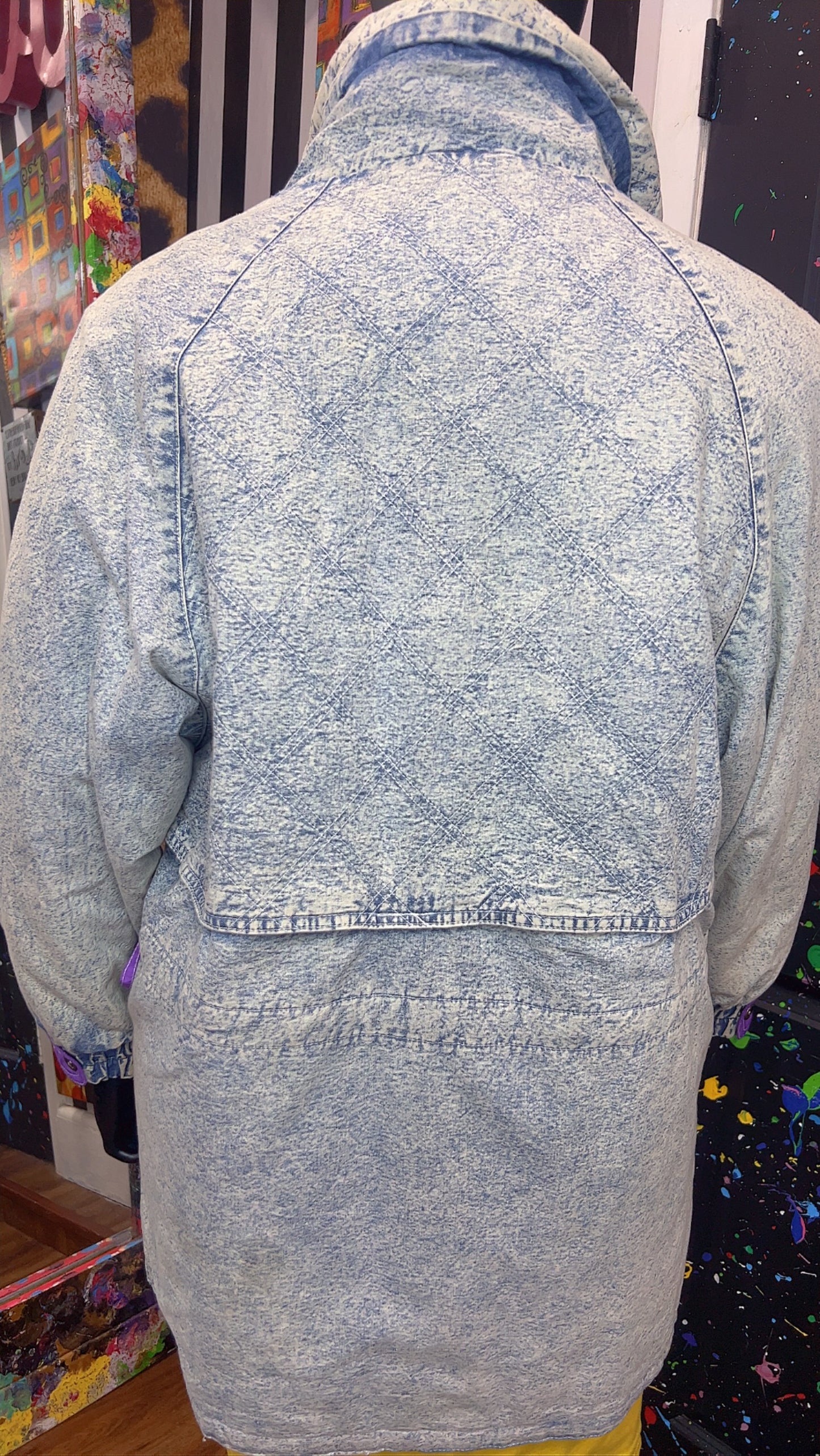 Vintage Stonewash Denim & Purple Puffer Coat (16)