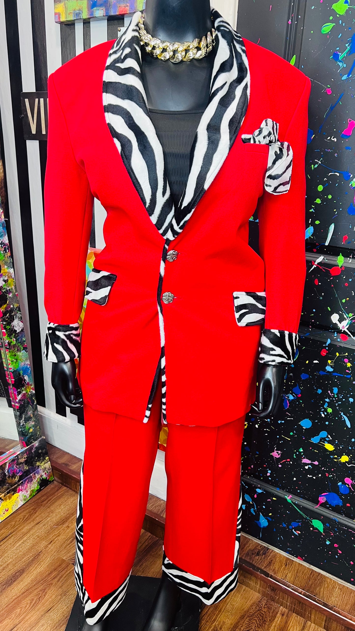 Red & Zebra Pants Suit (16)