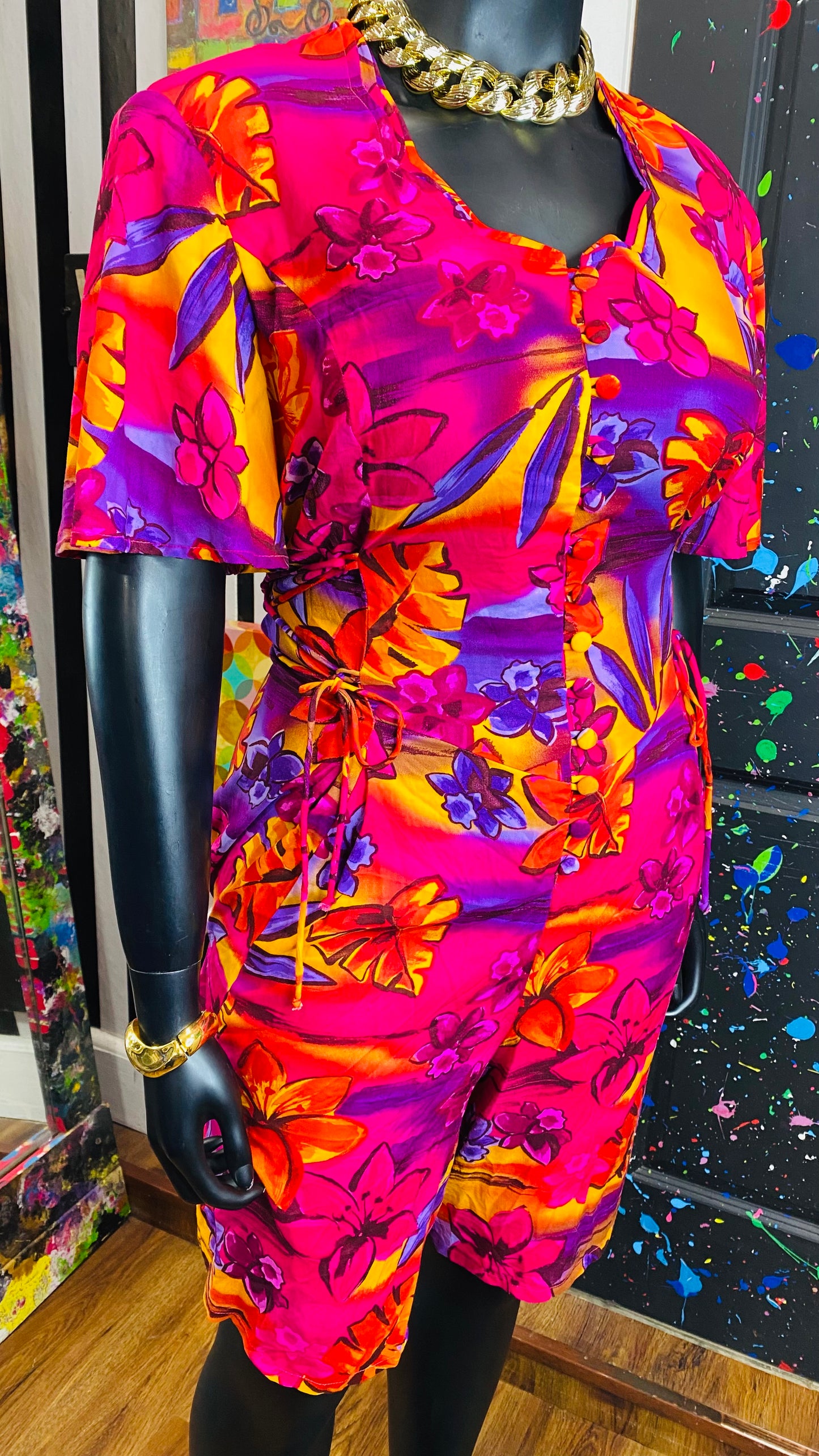 Vintage Rayon Floral Romper (18)