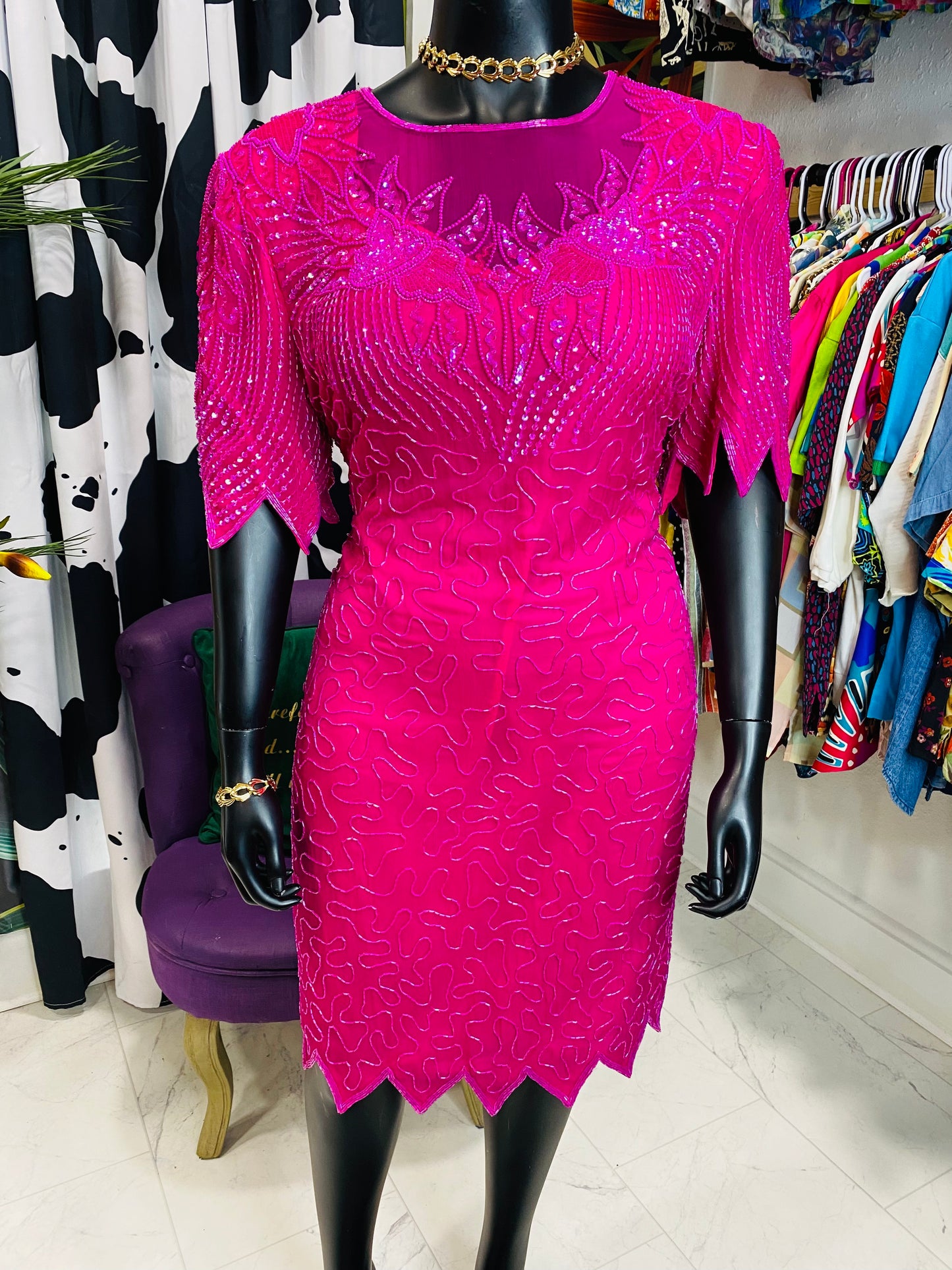 Vintage Pink Sequin Dress