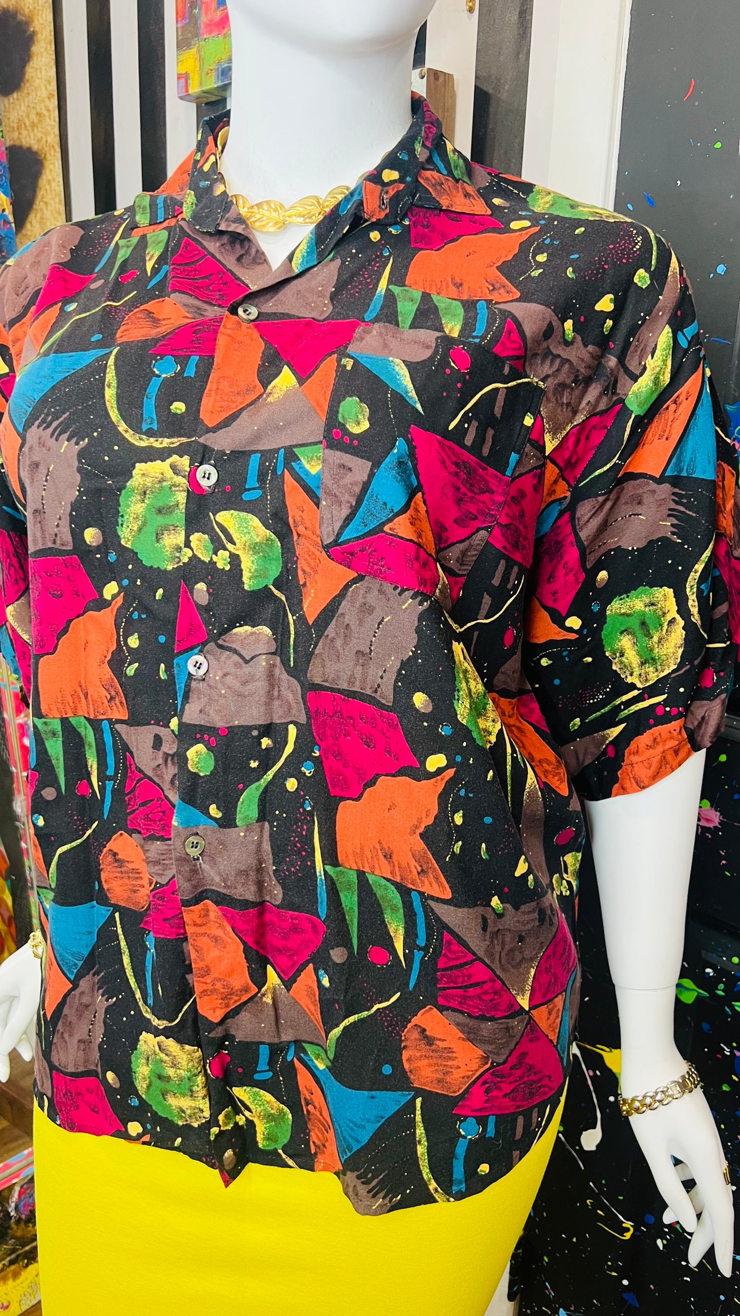 Vintage Abstract 90’s Rayon Blouse (20)