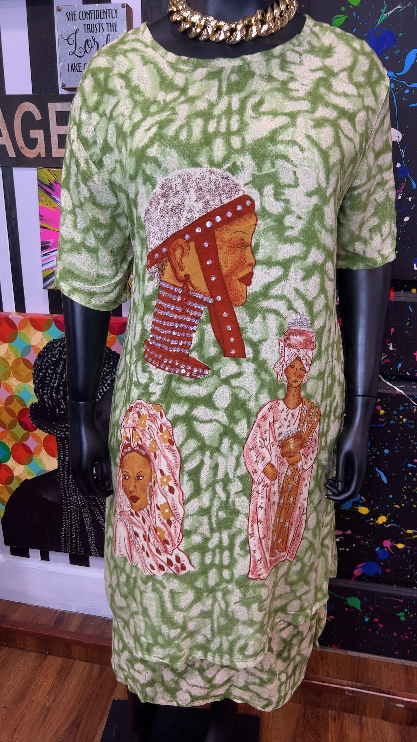 Vintage Traditional African Sequin Layered Dress- Deadstock New w/ Tags (16/18)