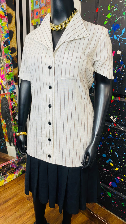 Vintage Brown, Black & White Dress (18)