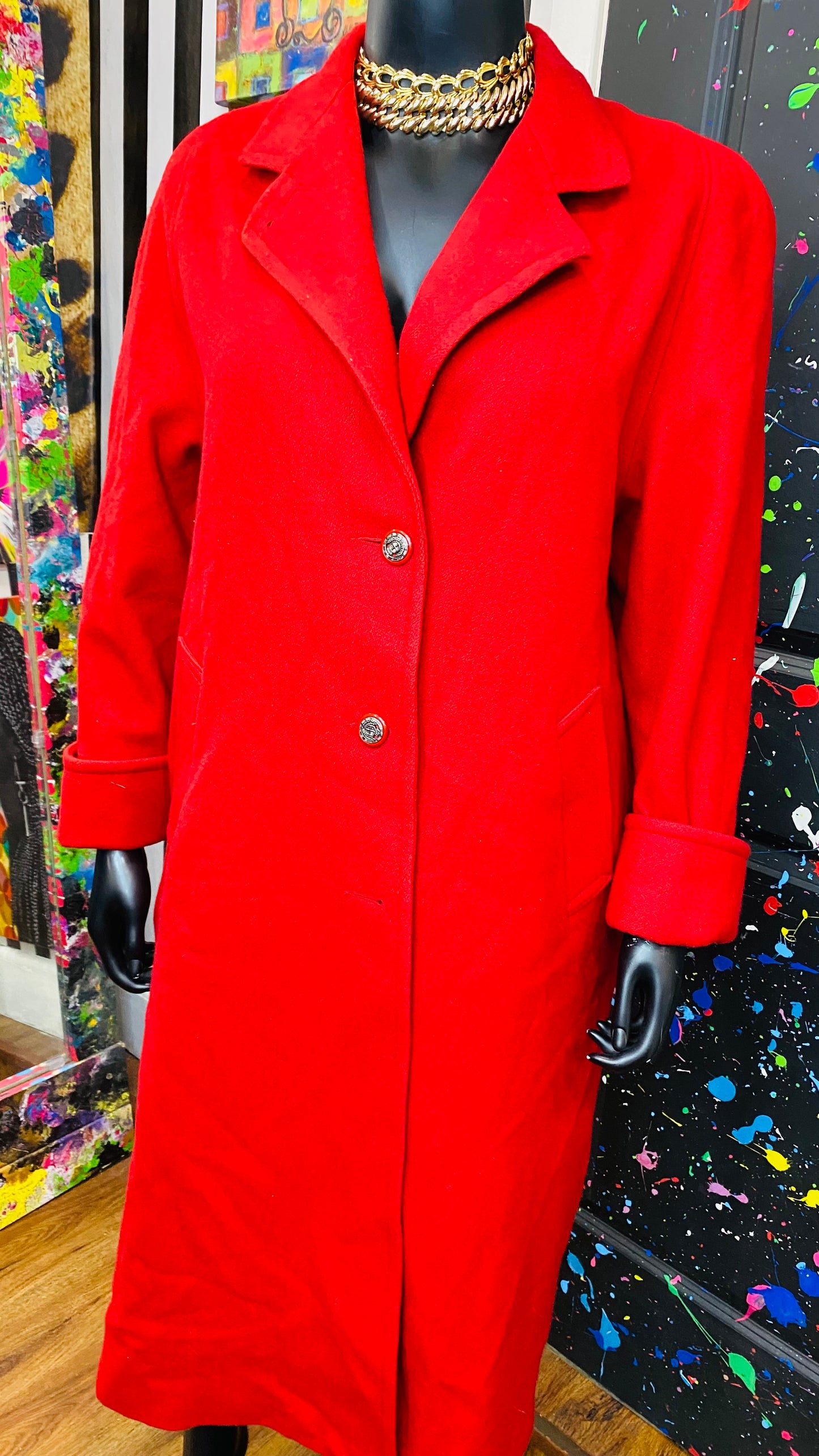 Vintage Red Wool Trench Coat (14/16)
