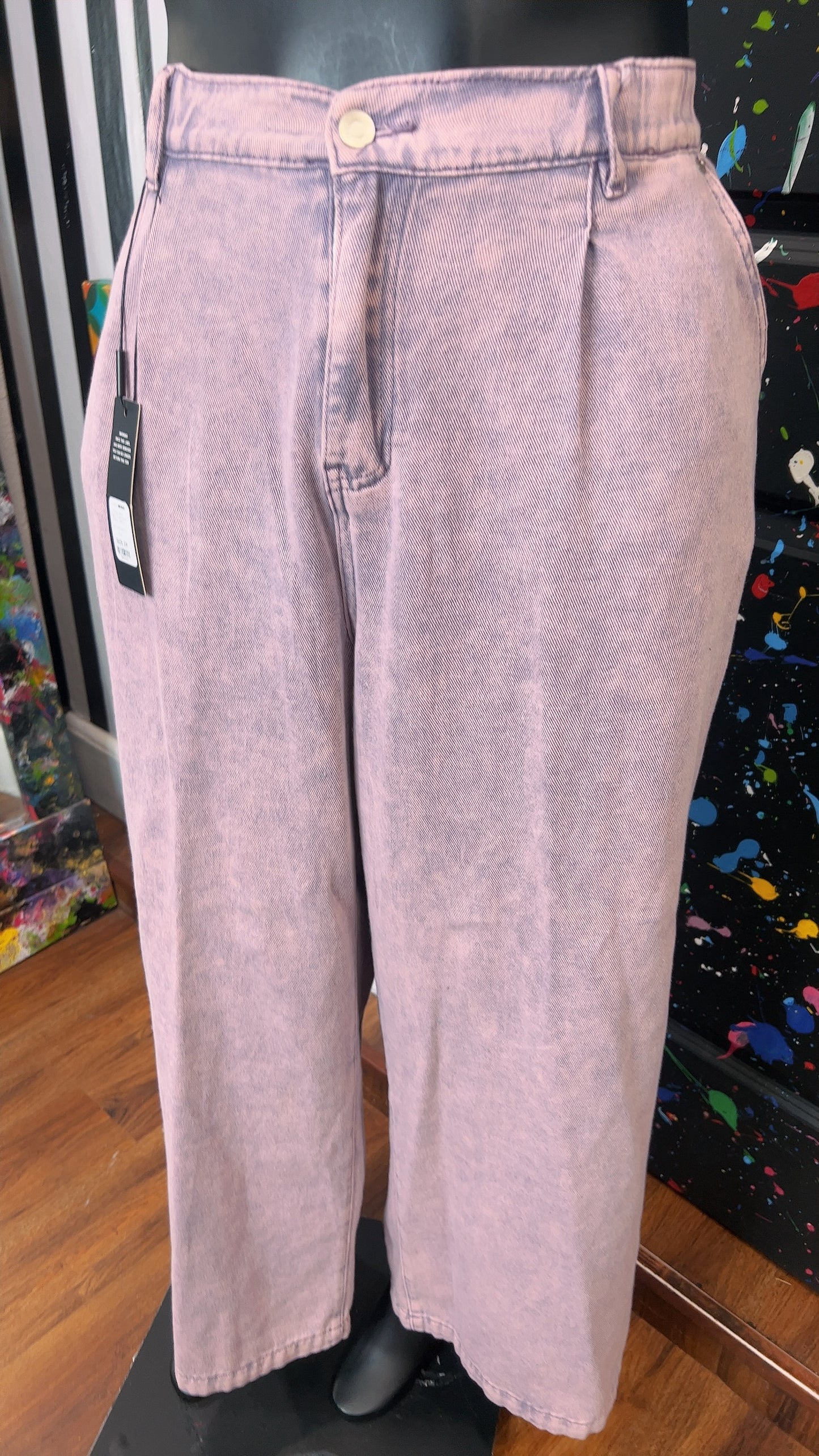 Wide Leg Purple Pleated Stonewash Jeans New w/Tags (16)
