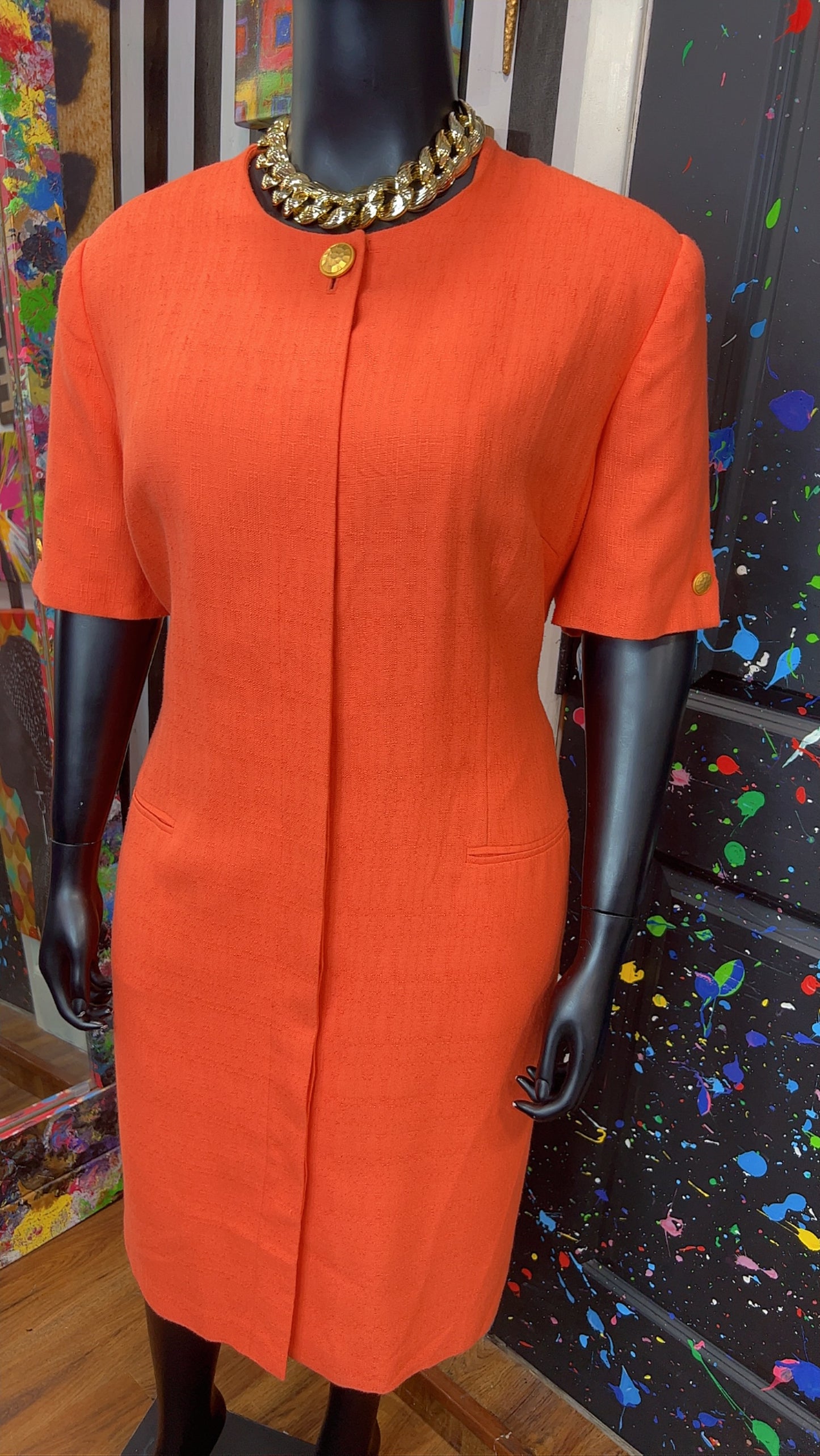 Vintage Peach & Gold Secretary Dress (22/24)