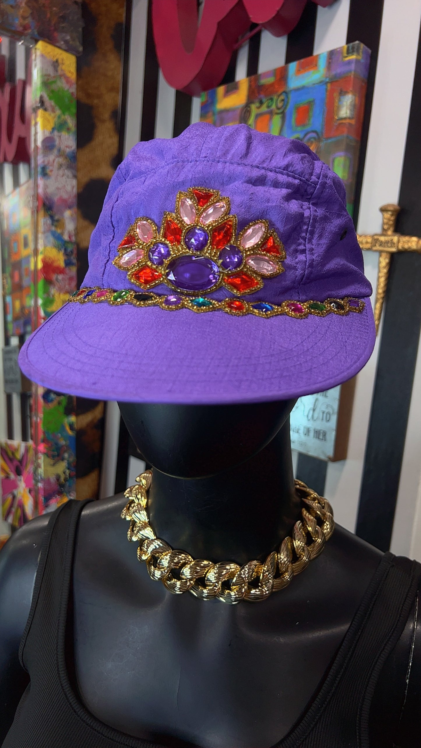 Vintage Purple Jeweled Ball Cap