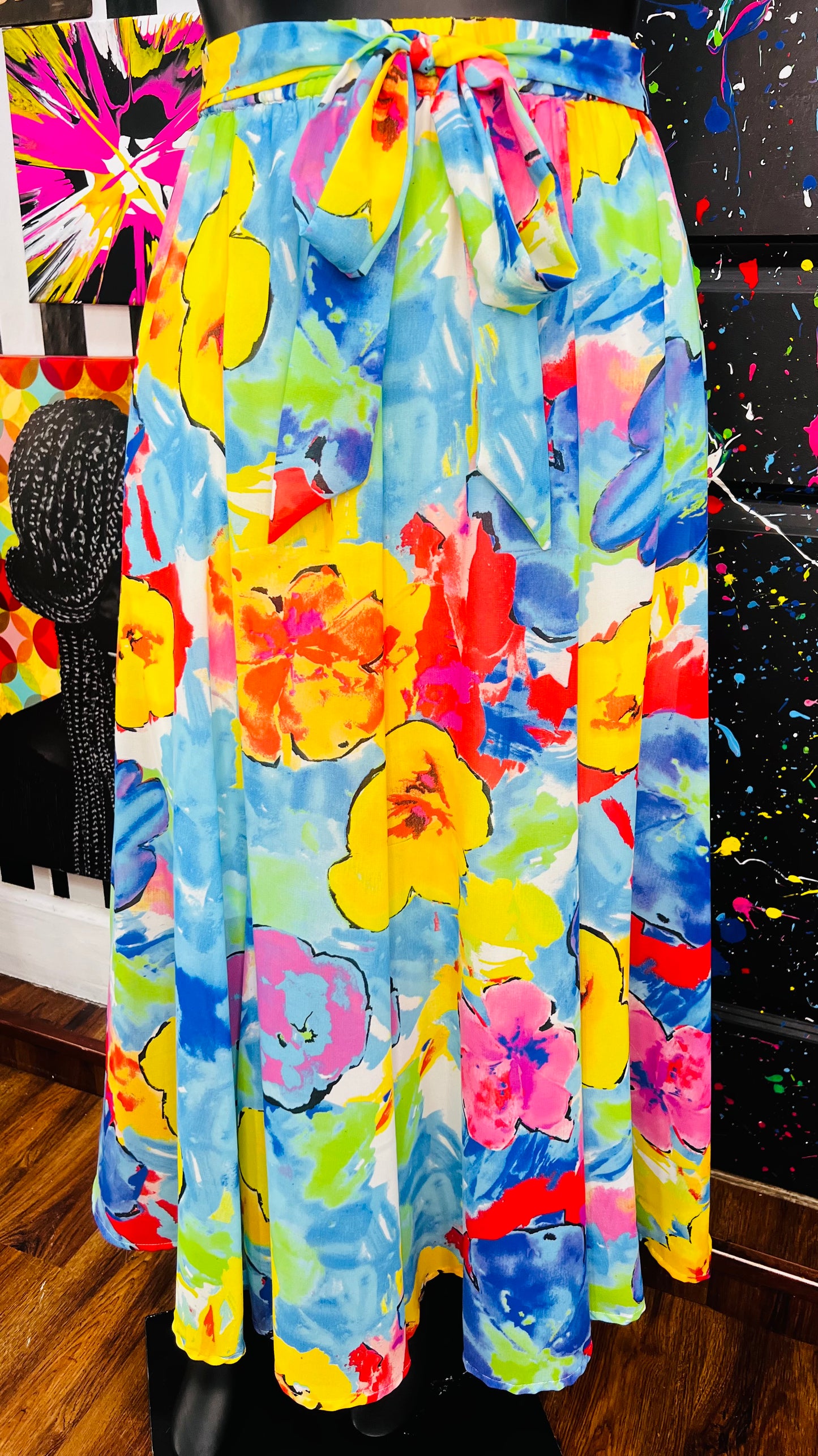 Watercolor Print Skirt (18)