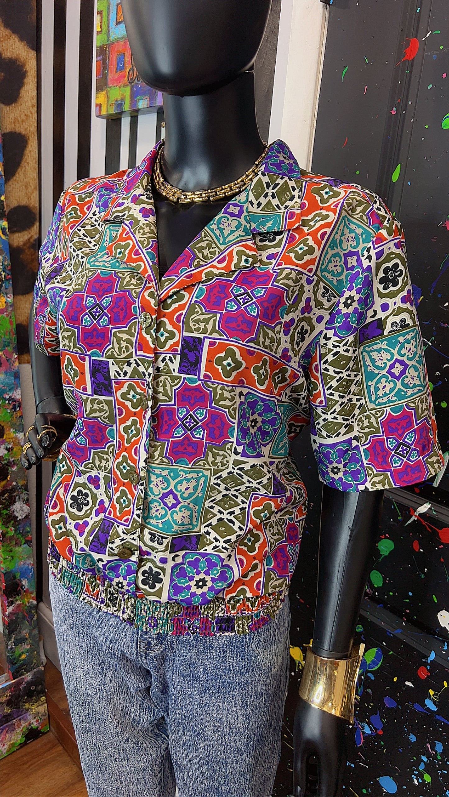 Vintage Mix Print Blouse (12)
