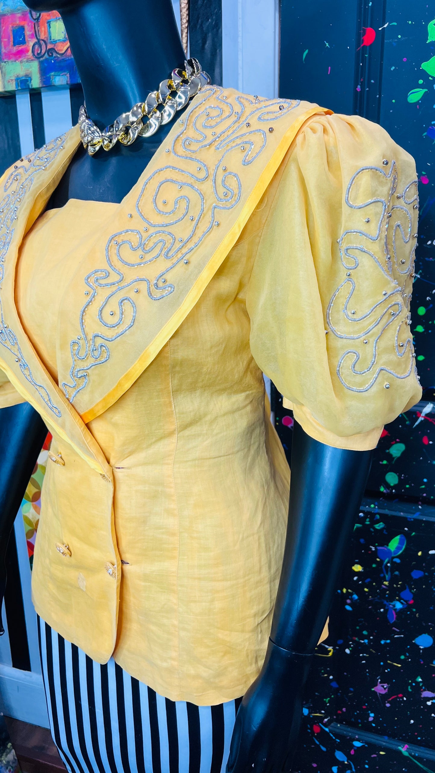 Vintage Yellow & Beaded Blouse (16)