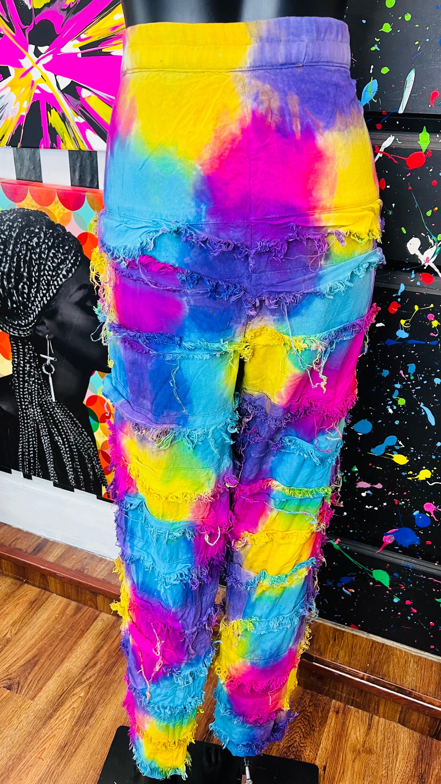 Vintage Rayon Rainbow Studded Pants (12)
