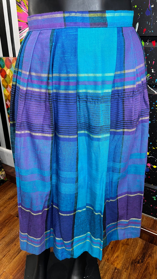 Vintage Blue & Purple Pleated Plaid Skirt - Dead Stock (16)