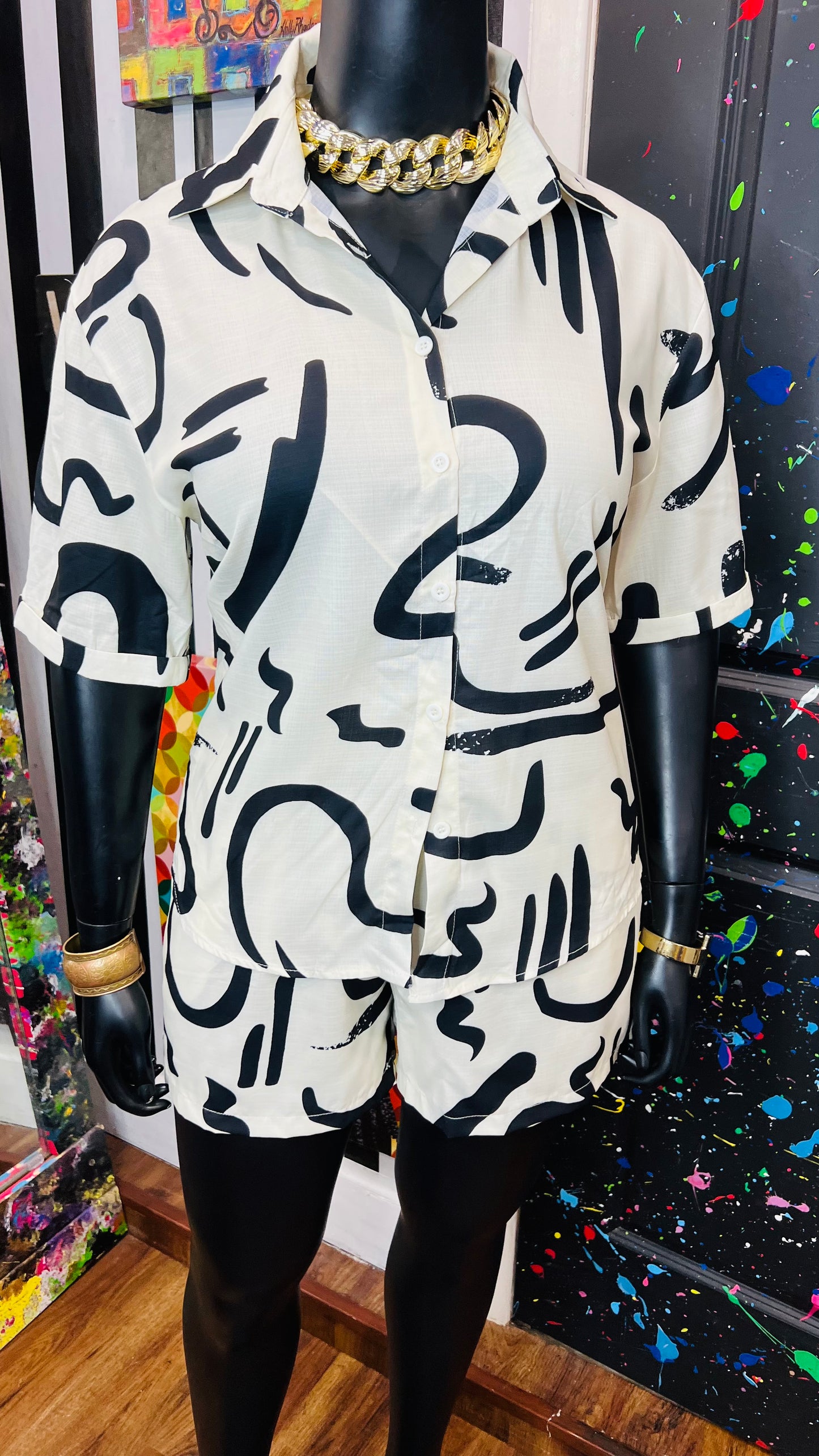 Vintage Inspired Shorts Set - Black & White (14)