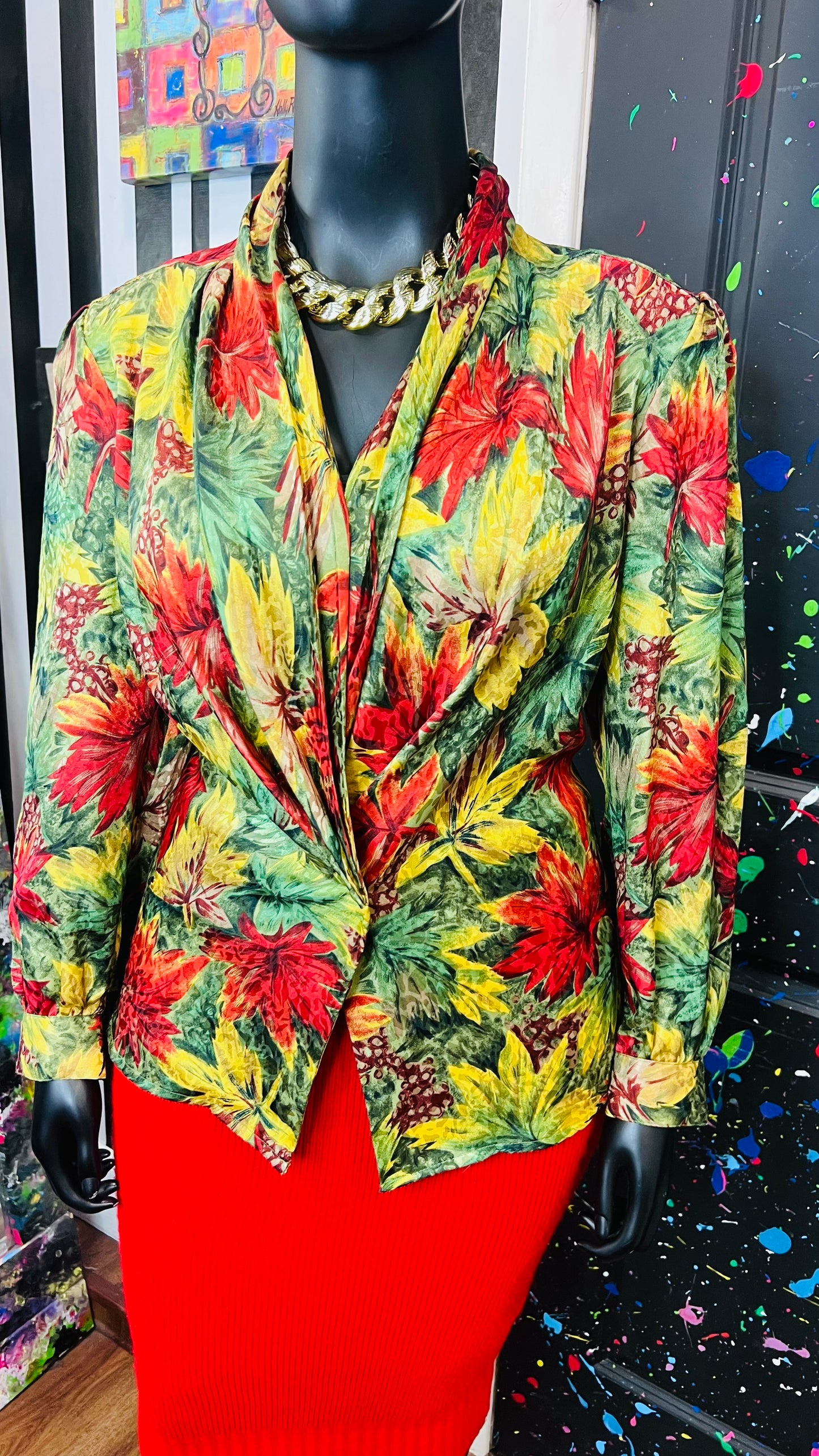 Vintage Floral Two Button Blazer (18W)