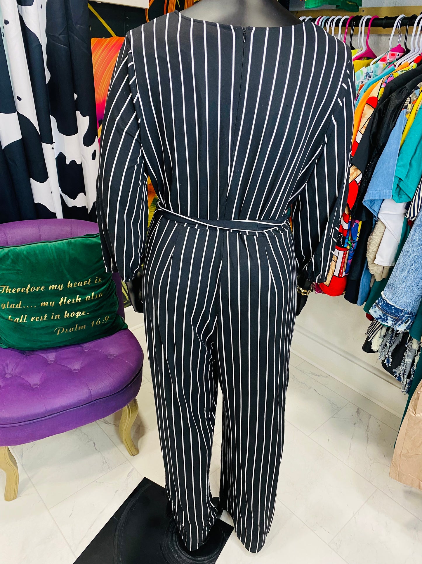 Black & White Striped Jumpsuit