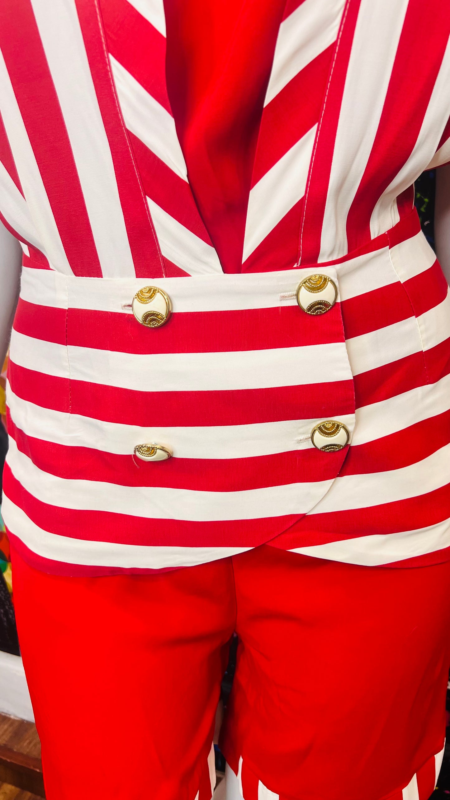 Vintage Red & White Striped Shorts Set (14/16)