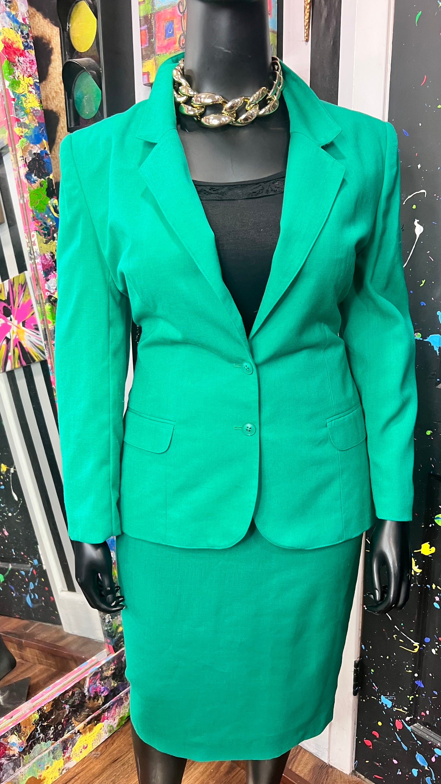 Vintage Green Skirt Suit (16)