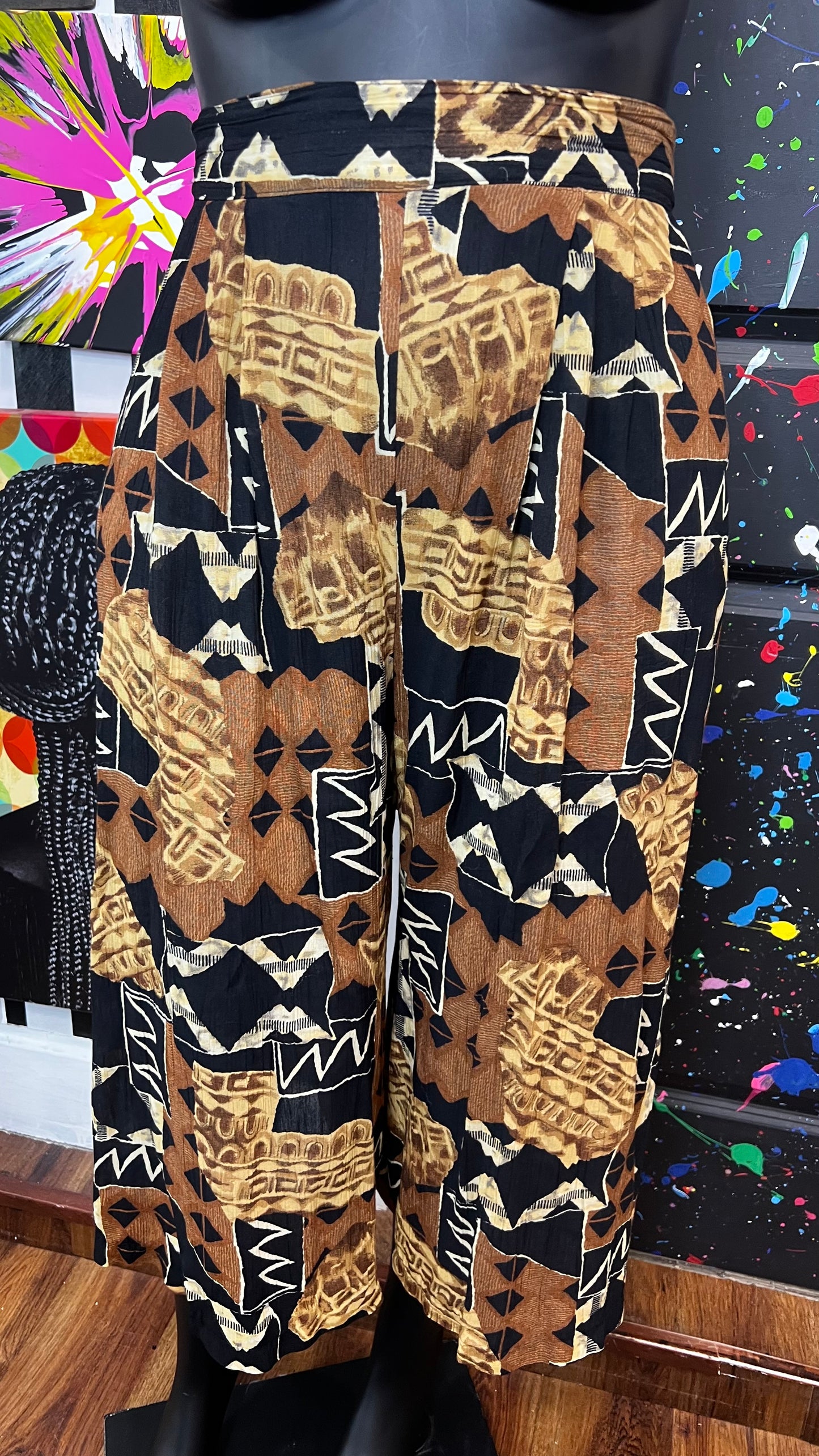 Vintage Tribal Print Wide Leg Culotte/ Gauchos (24)