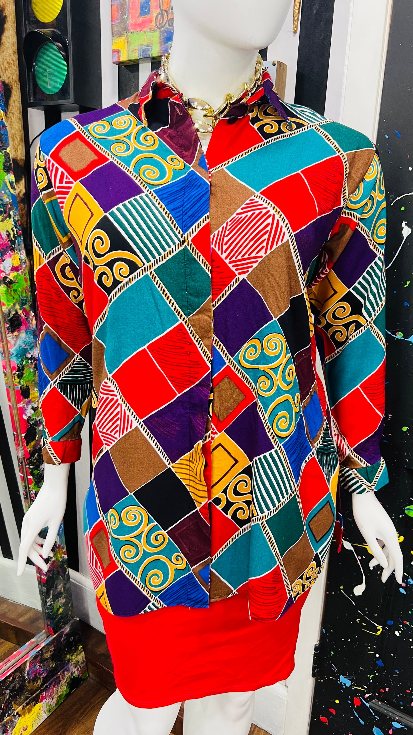 Vintage Rayon Abstract Blouse (22/24)
