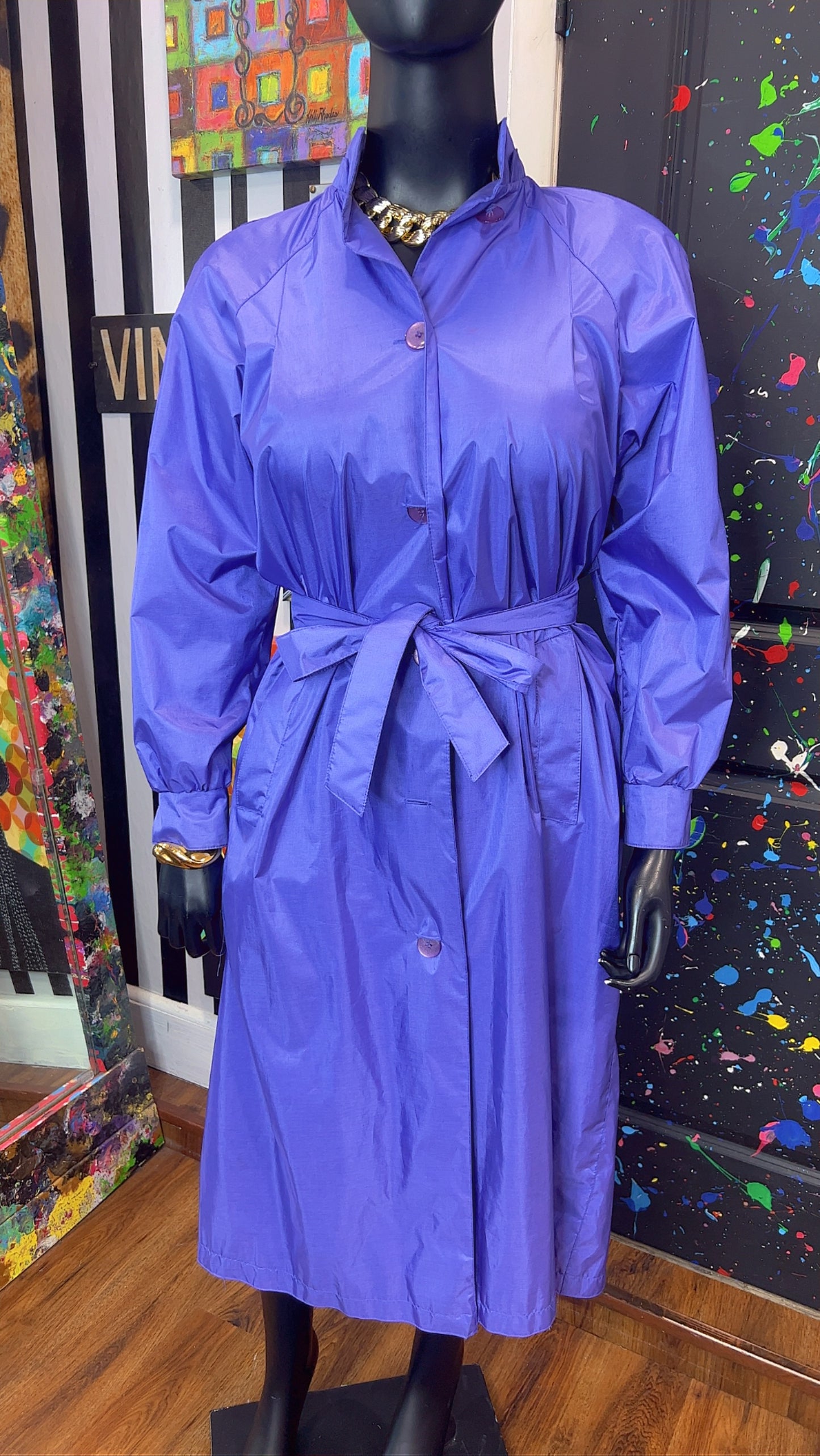 Vintage Purple Trench Raincoat (12)