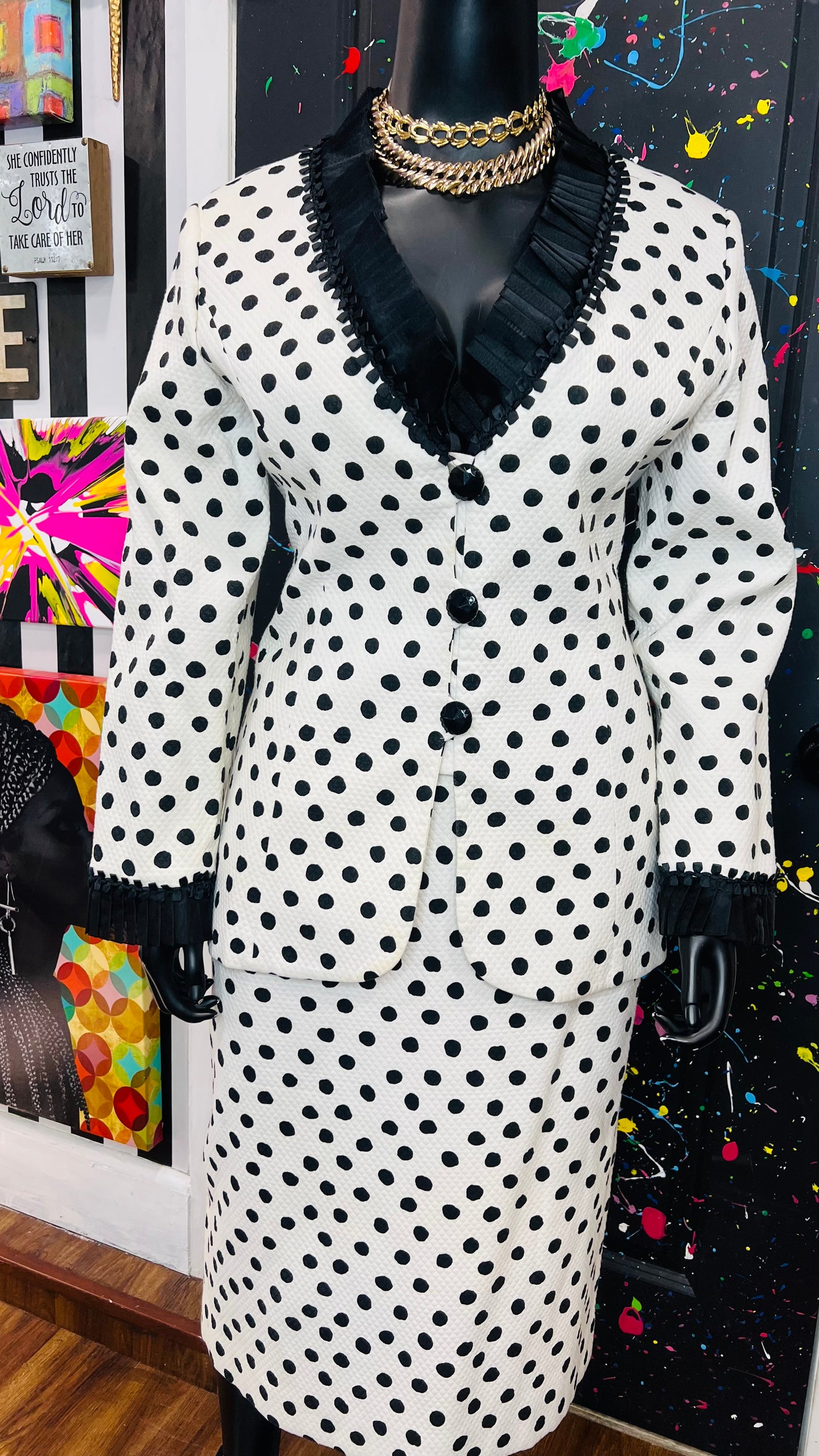 Vintage Lily & Taylor Polka Quilted Dot Suit (18)