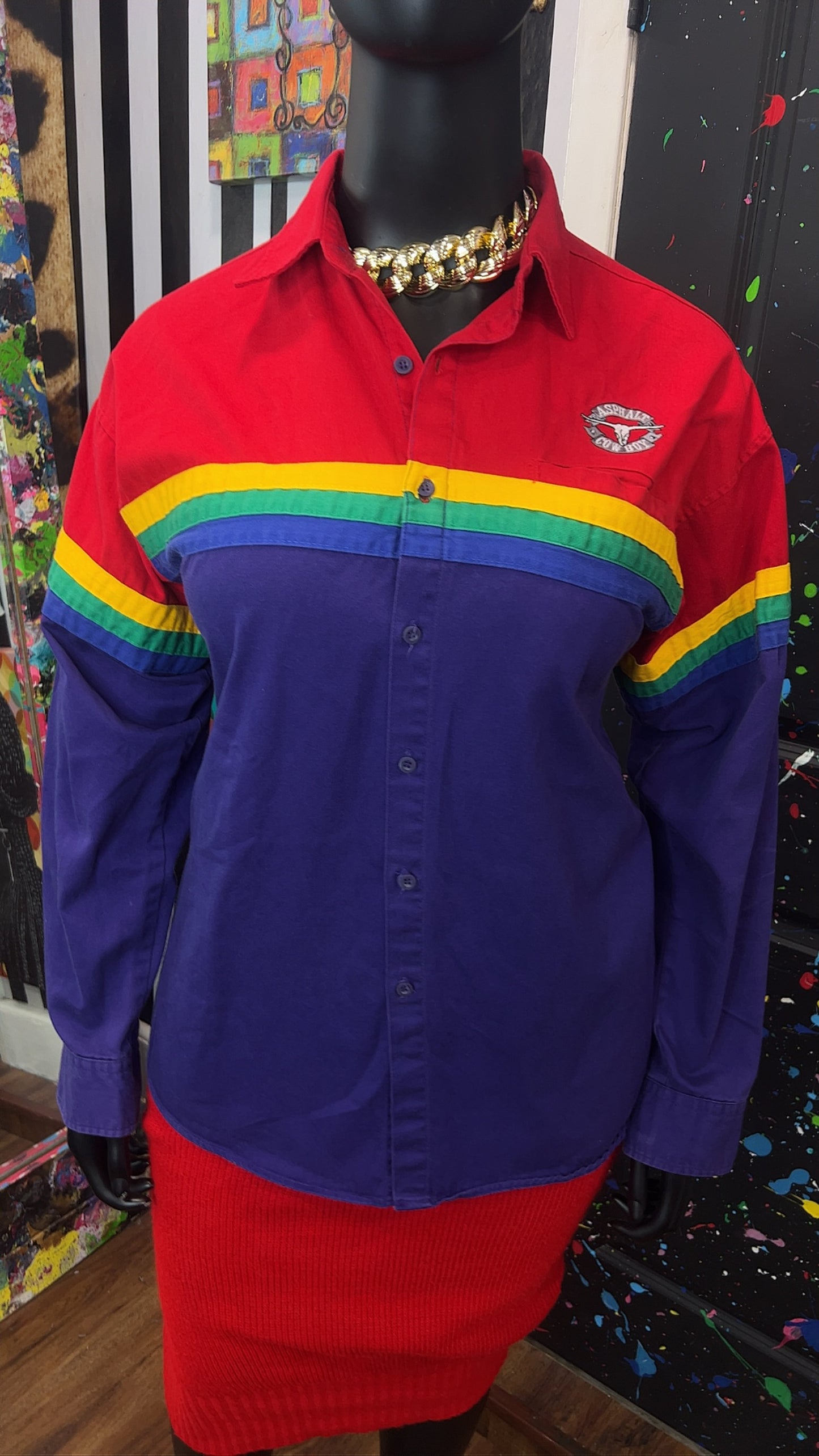 Vintage Rainbow Western Blouse (14)