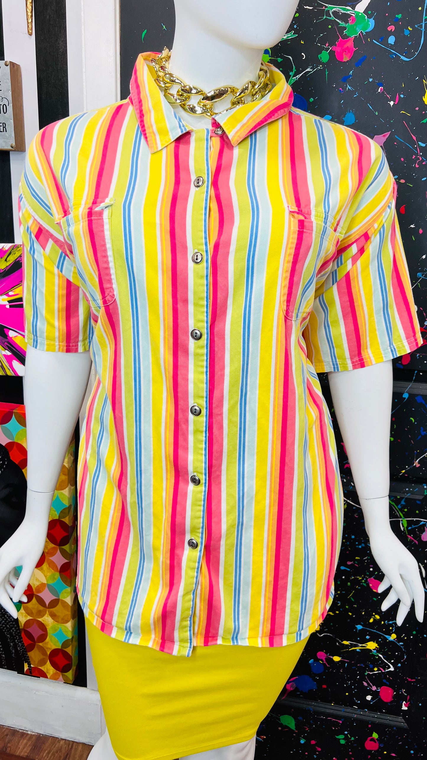 Vintage Denim Striped Blouse (28)