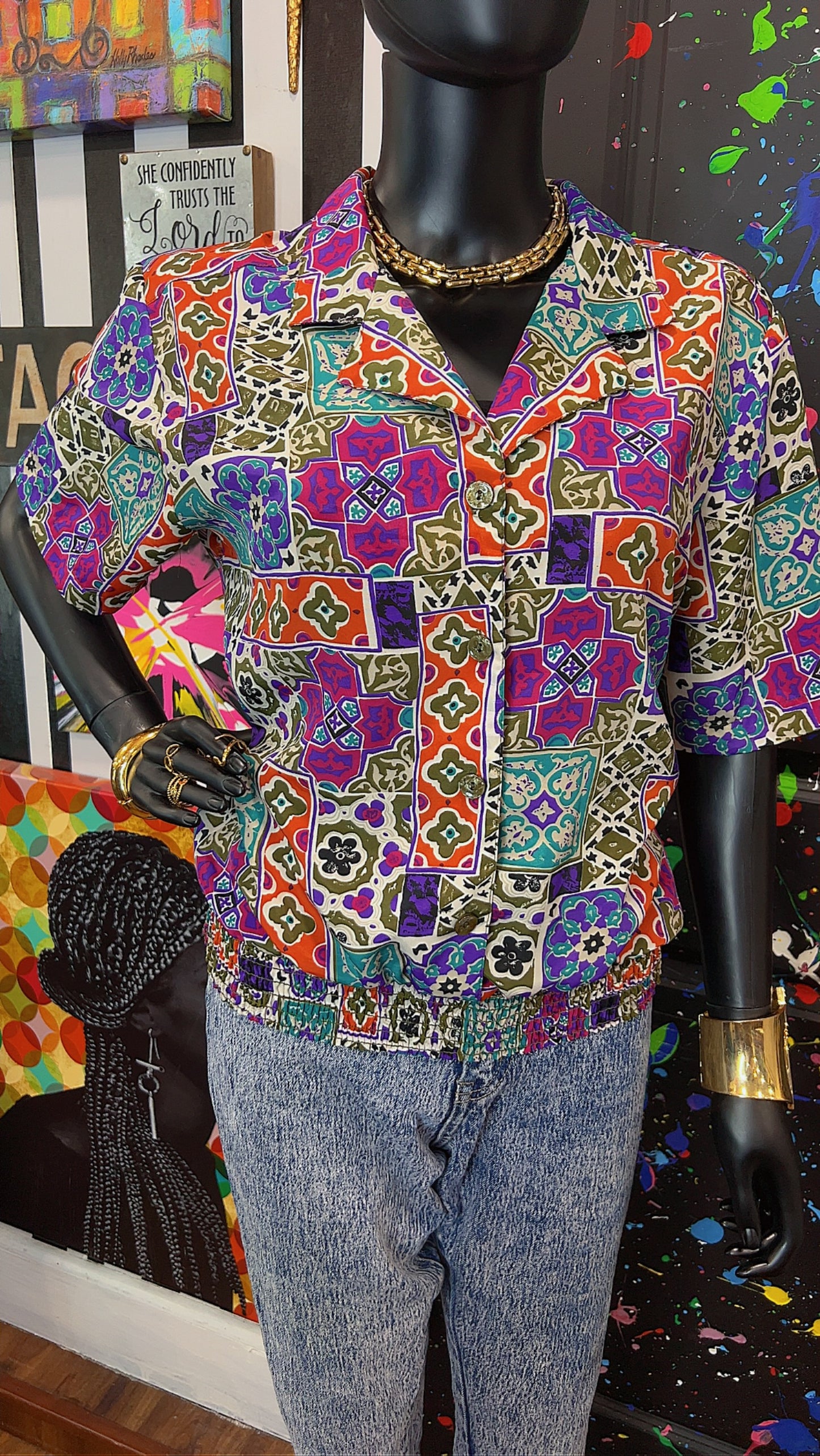 Vintage Mix Print Blouse (12)