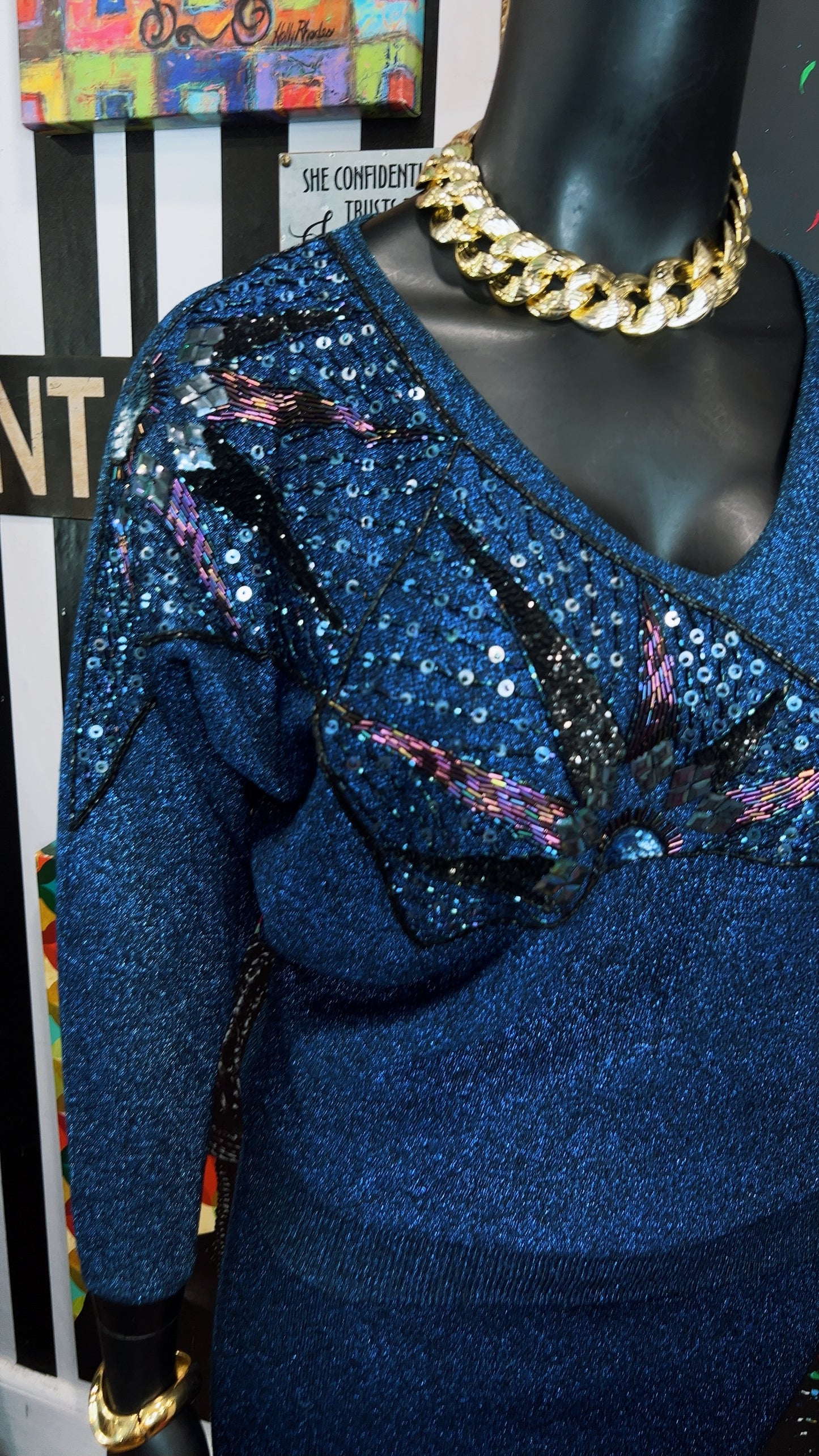 Vintage 80’s Electric Blue Skirt Set (14/16)