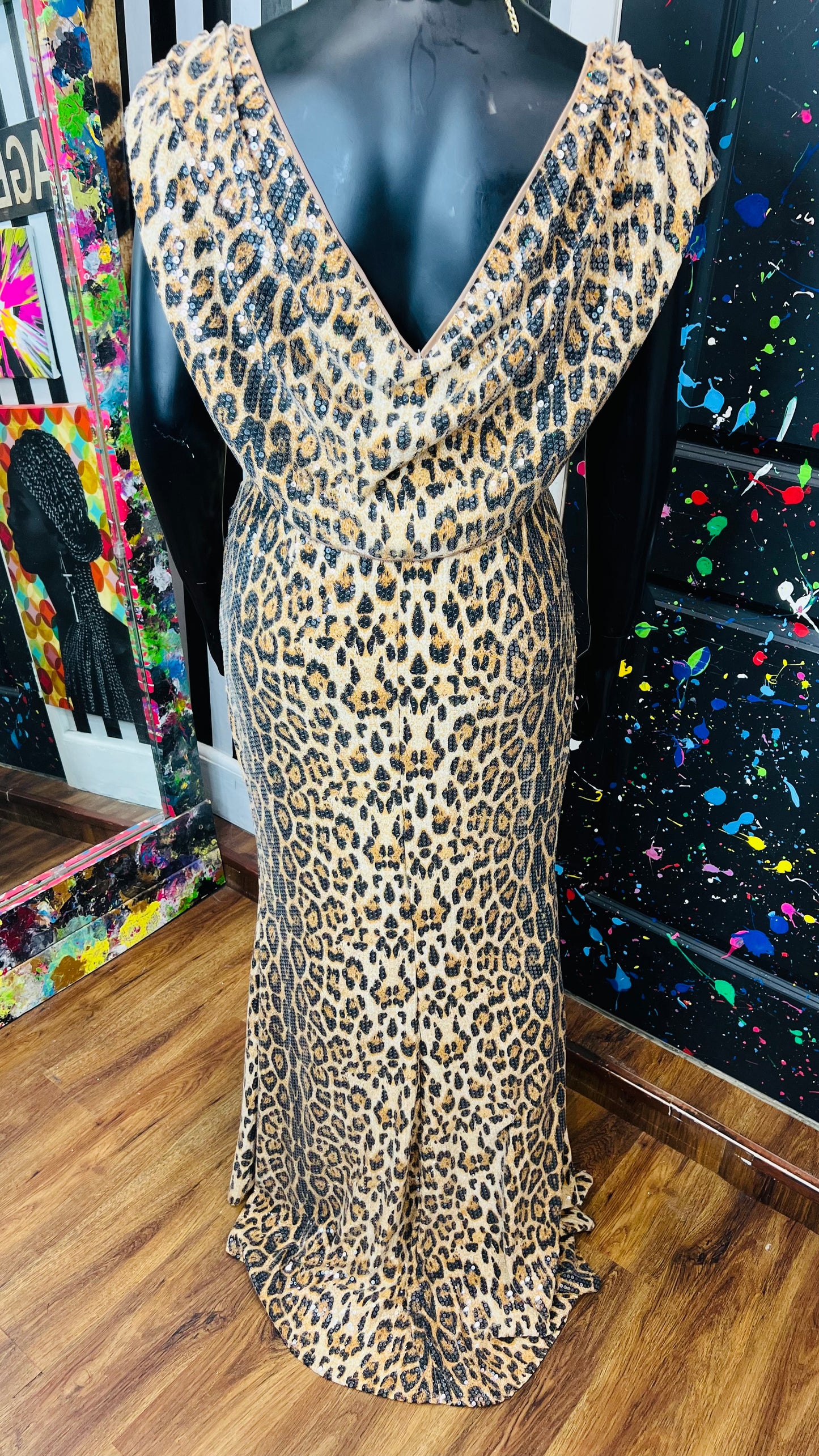 Vintage Inspired Sequin & Animal Print Gown (18)
