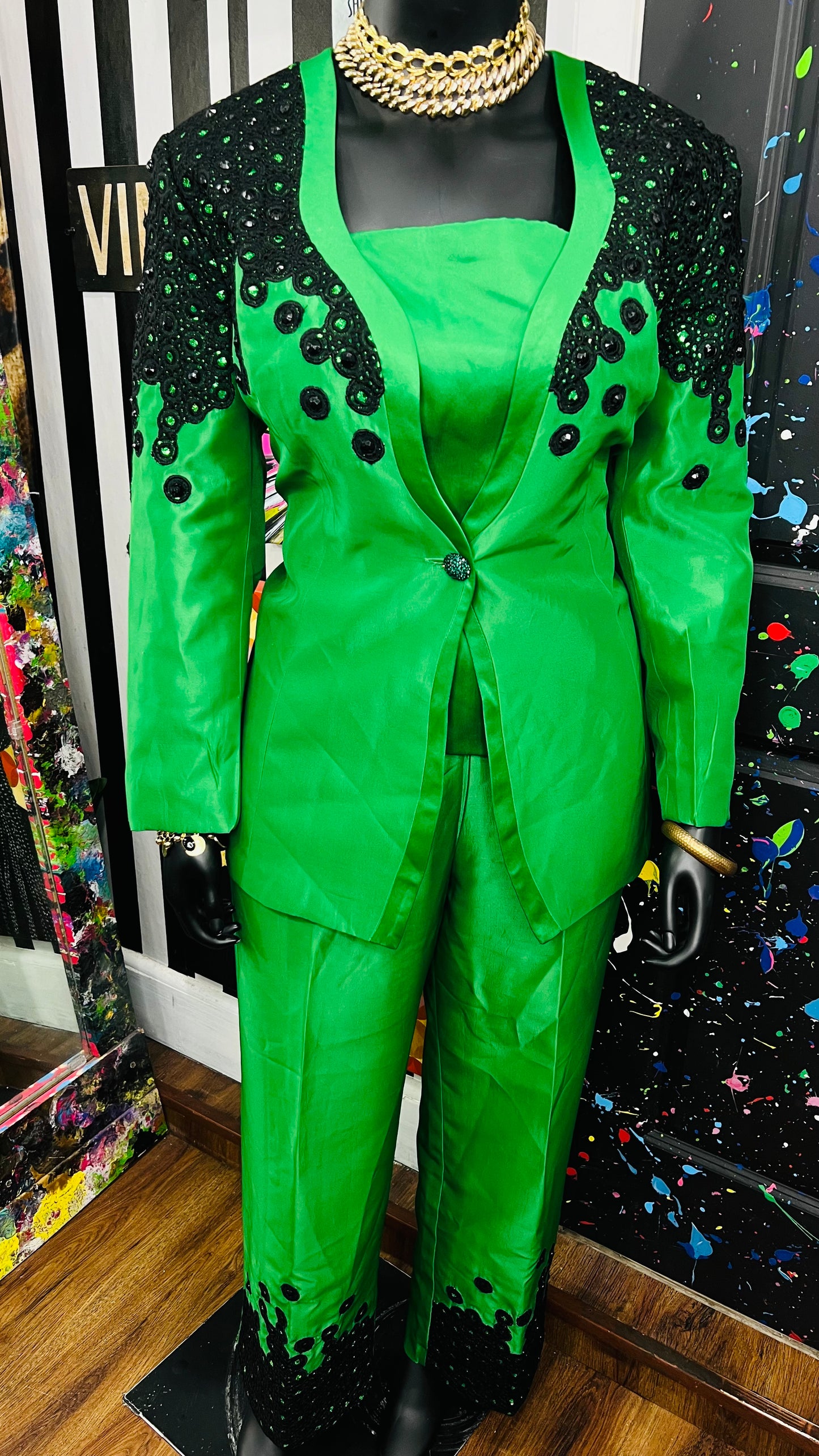 Vintage Green & Black Suit (22)