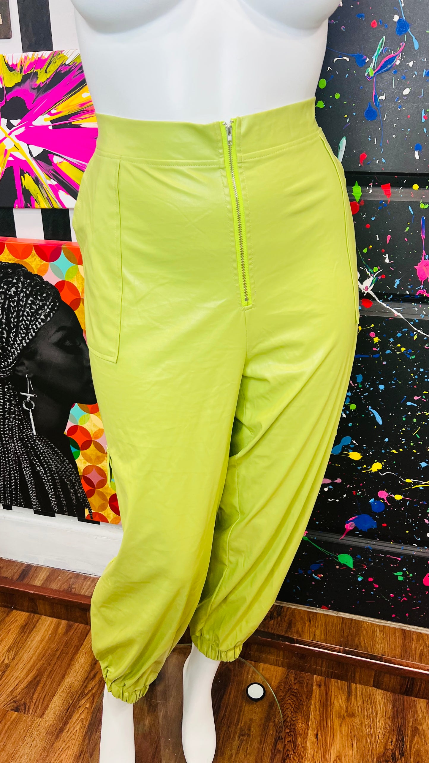 Green Faux Leather Pants (18/20)