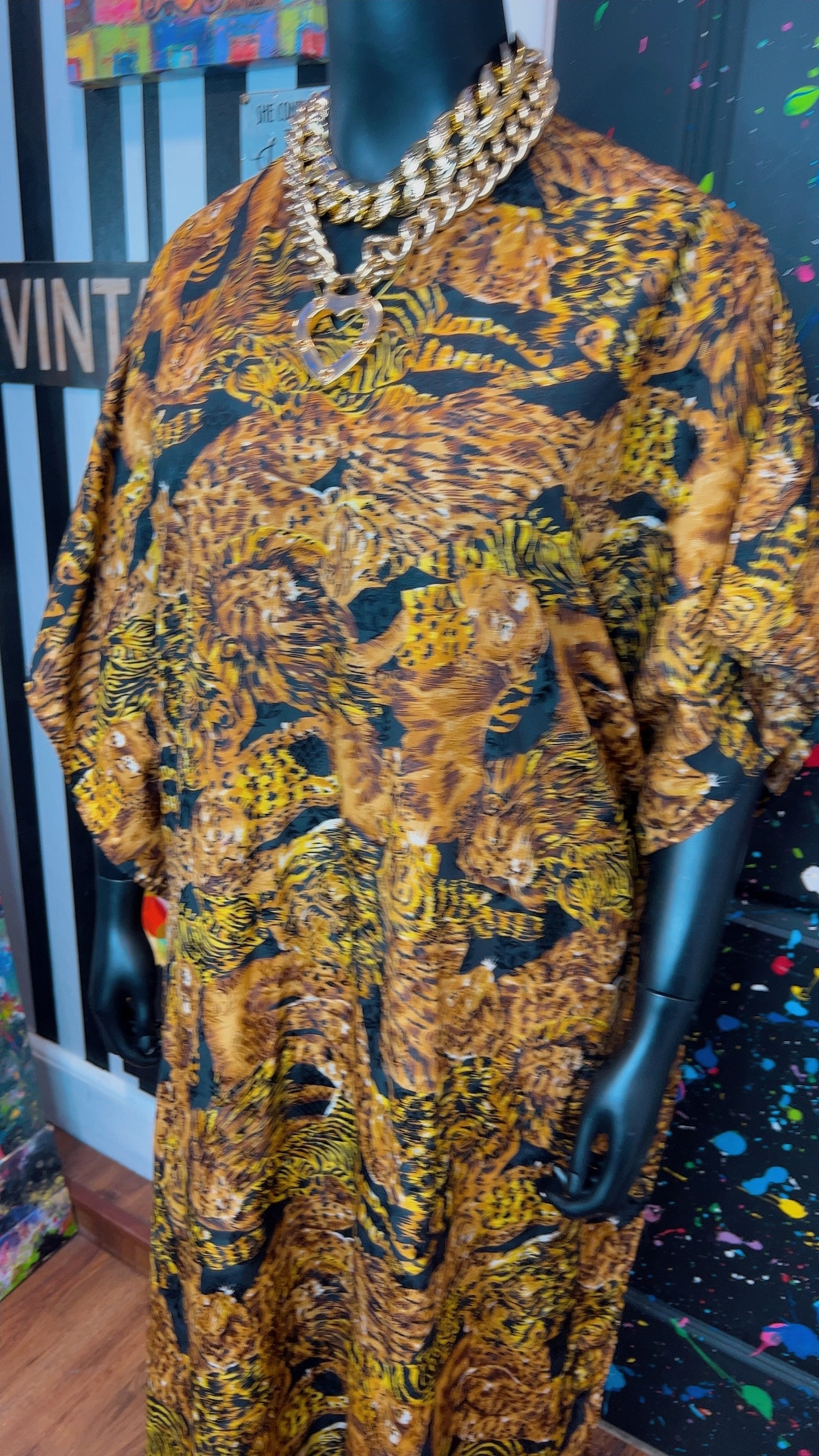 Vintage Animal Print Kaftan (OS)