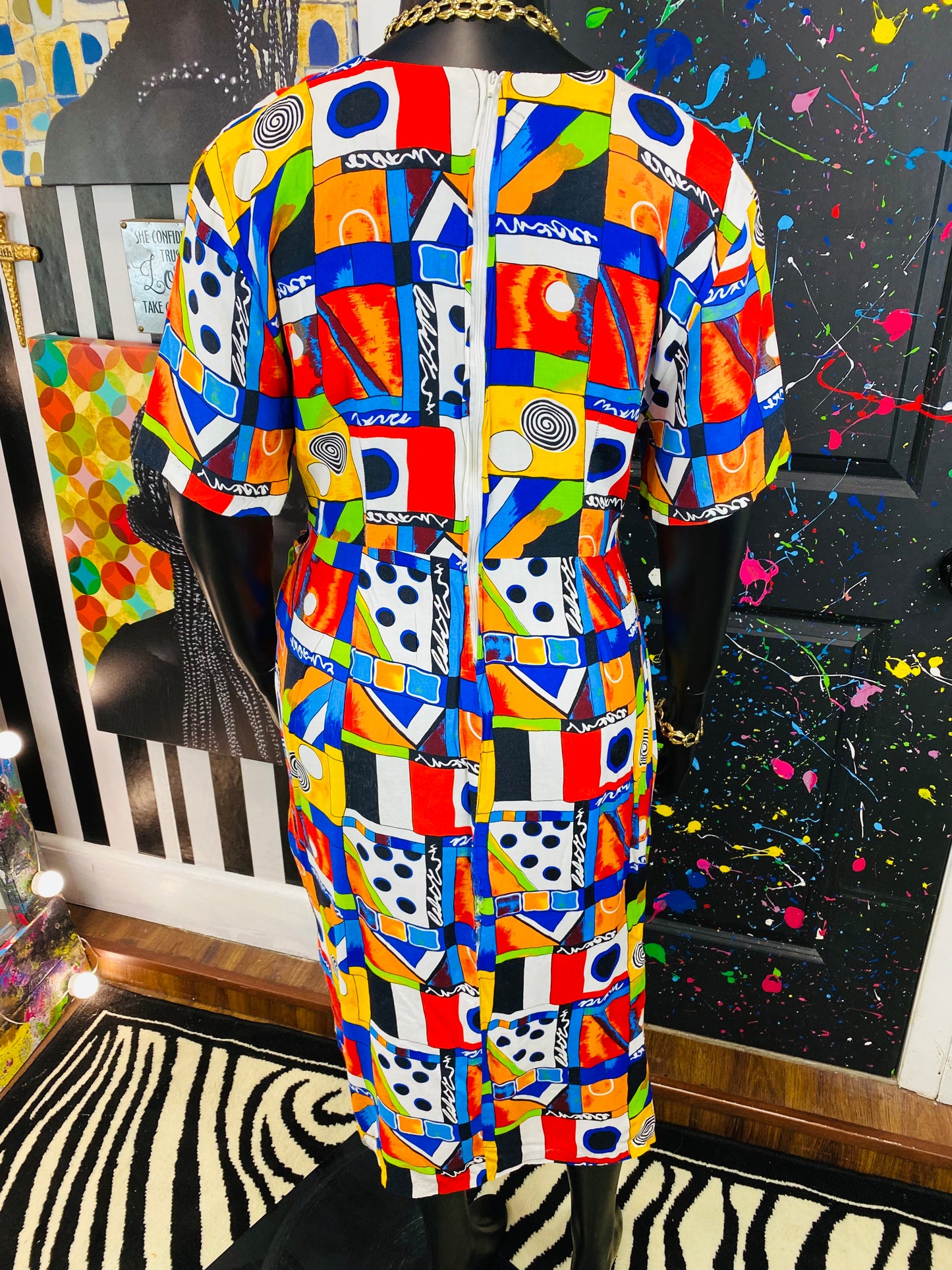 Vintage Multicolored Wraparound Dress