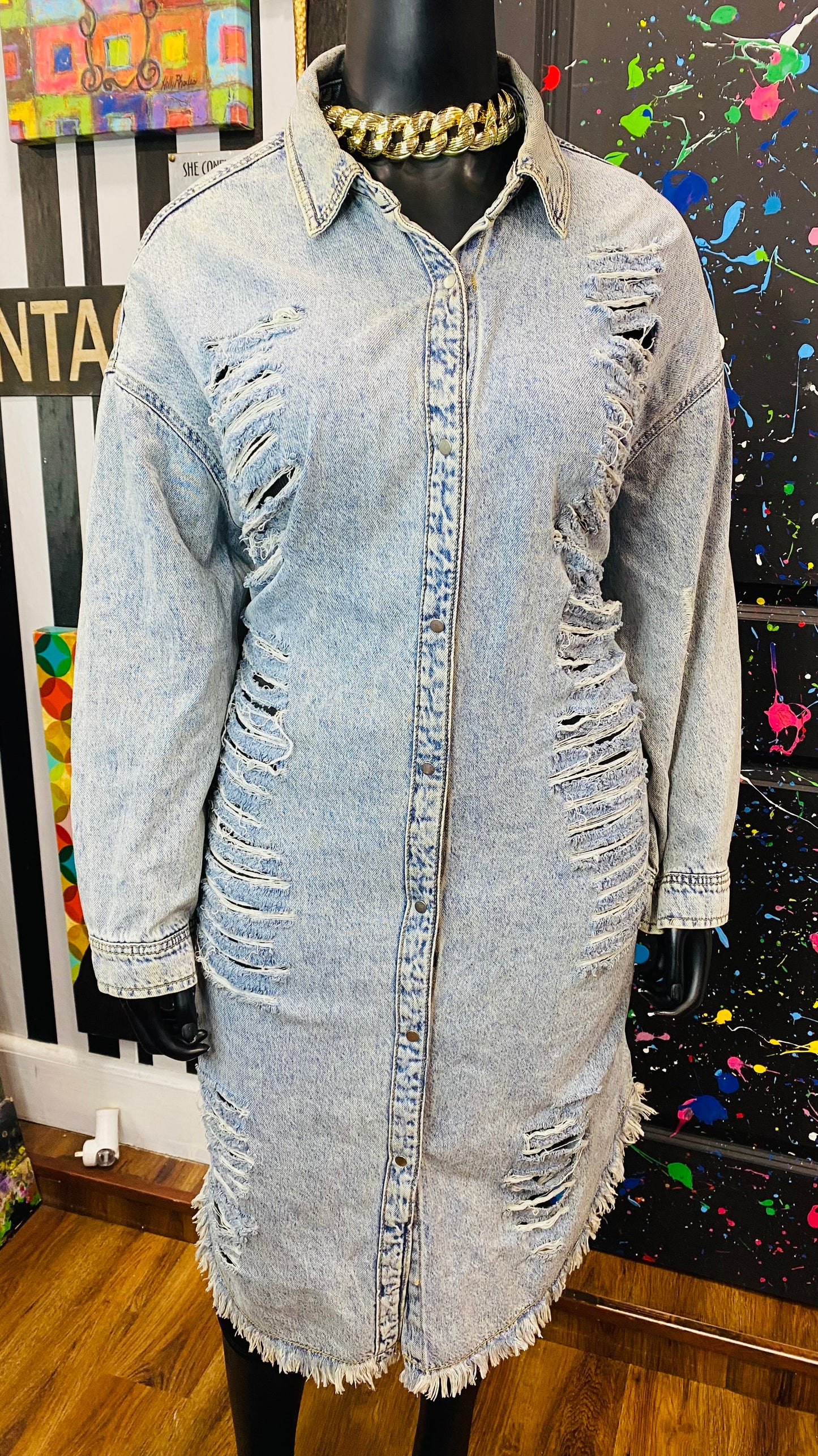 Distressed Denim Duster/Dress (24)