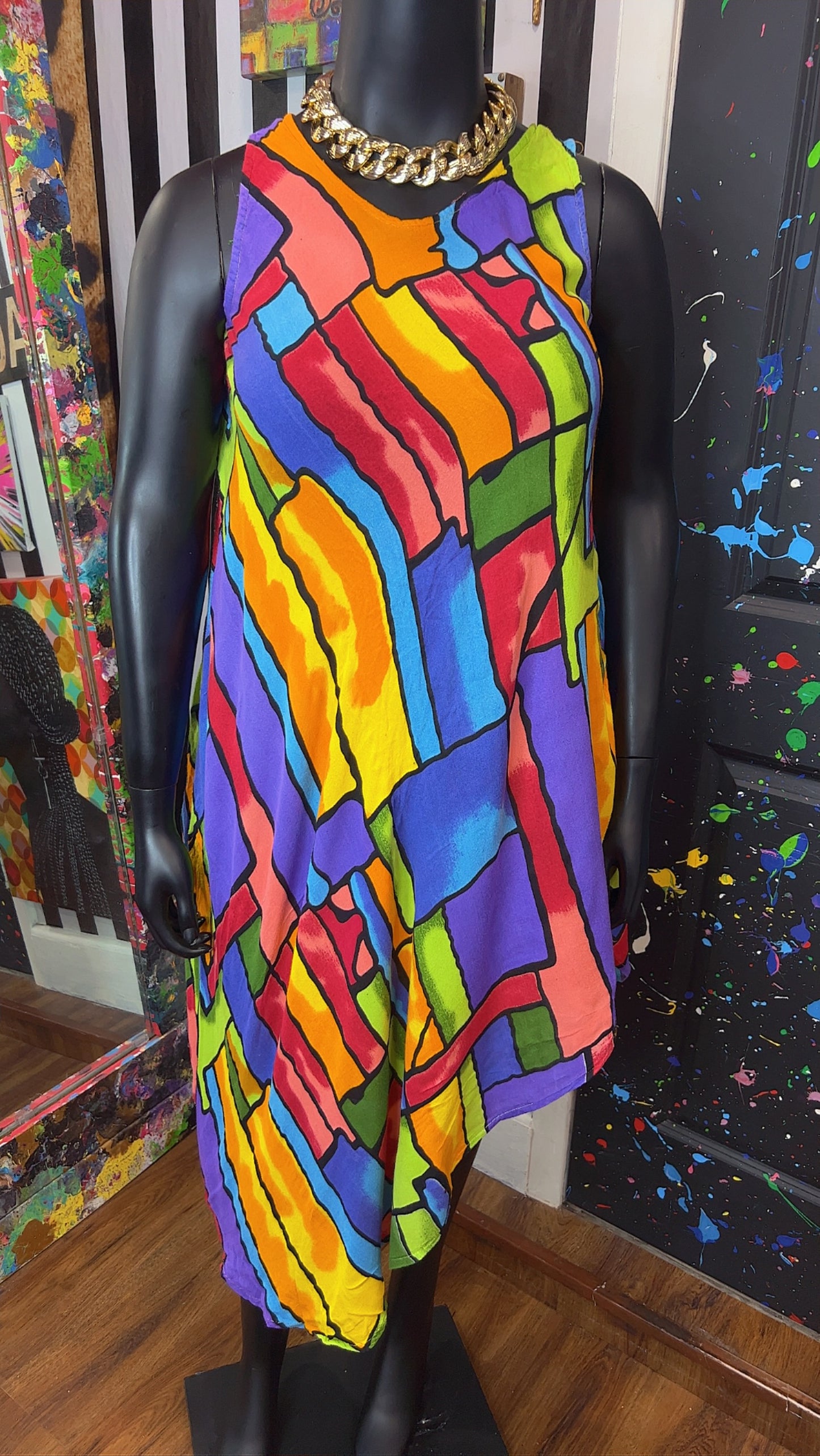 Vintage Rayon Abstact Tunic/Dress (16)