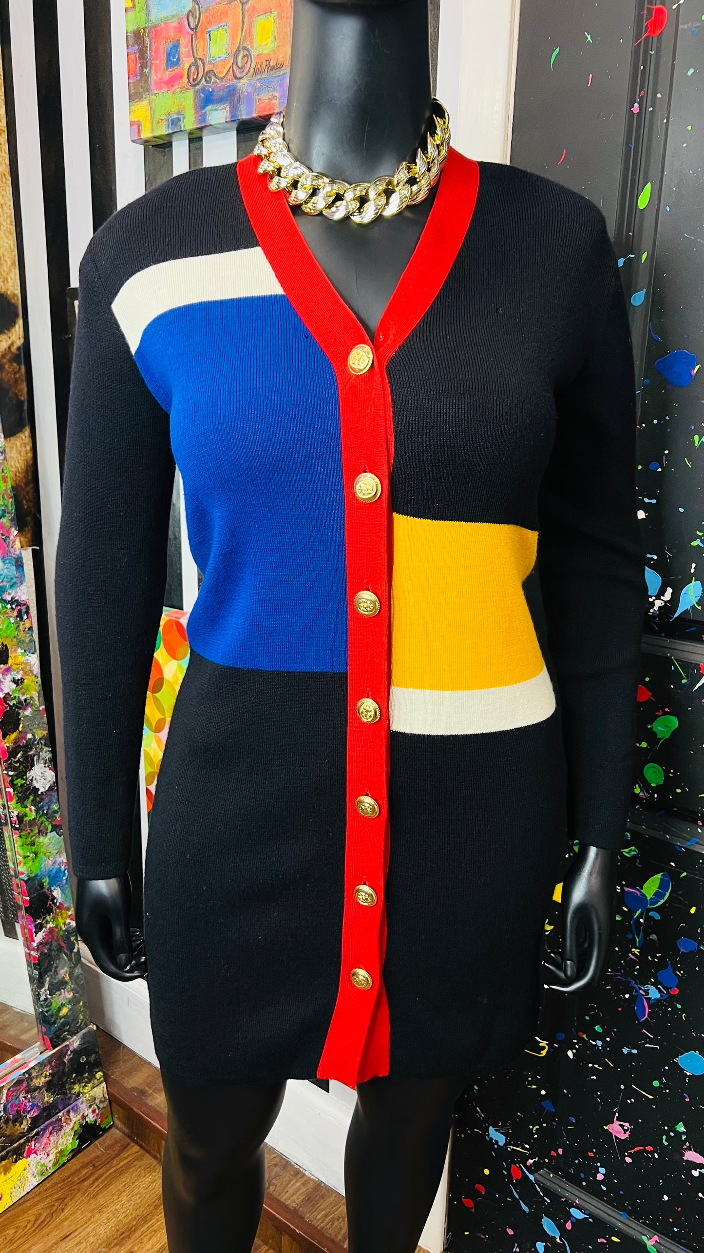 Plus Size Vintage Colorblock Knit Dress (14)