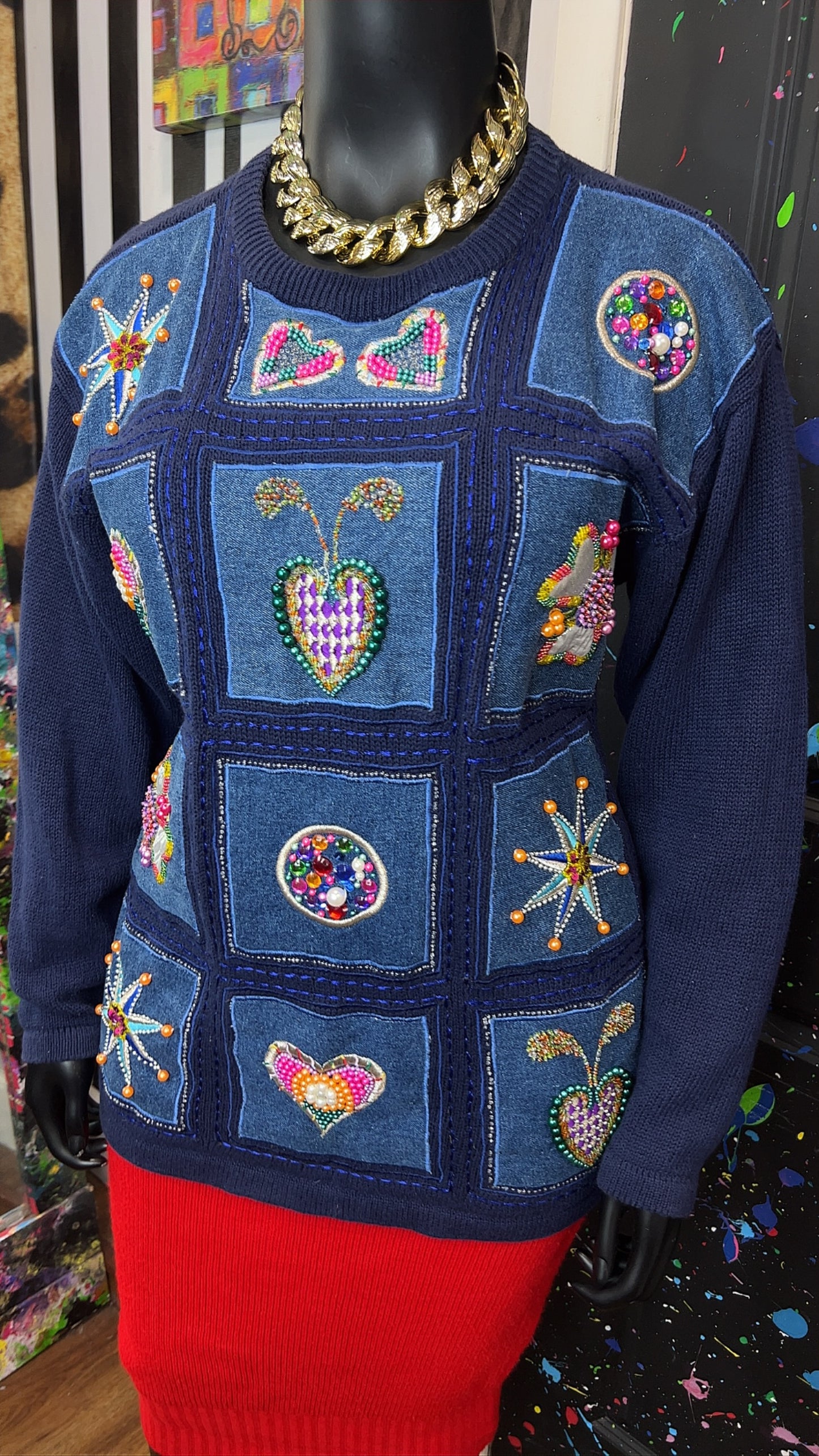 Vintage Knit Beaded Sweater (22)
