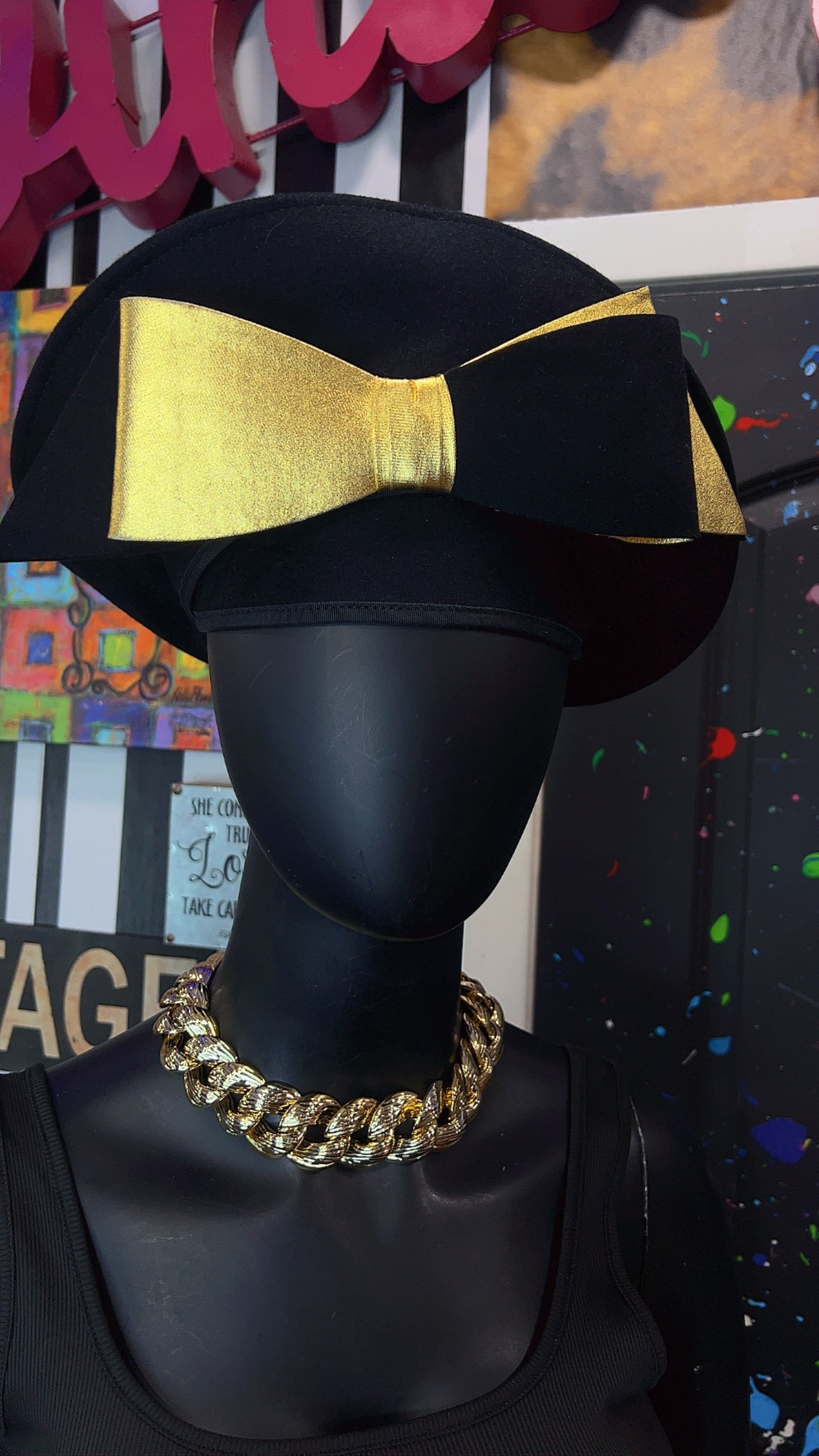 Vintage Gold & Black Jack McConnell Boutique Hat