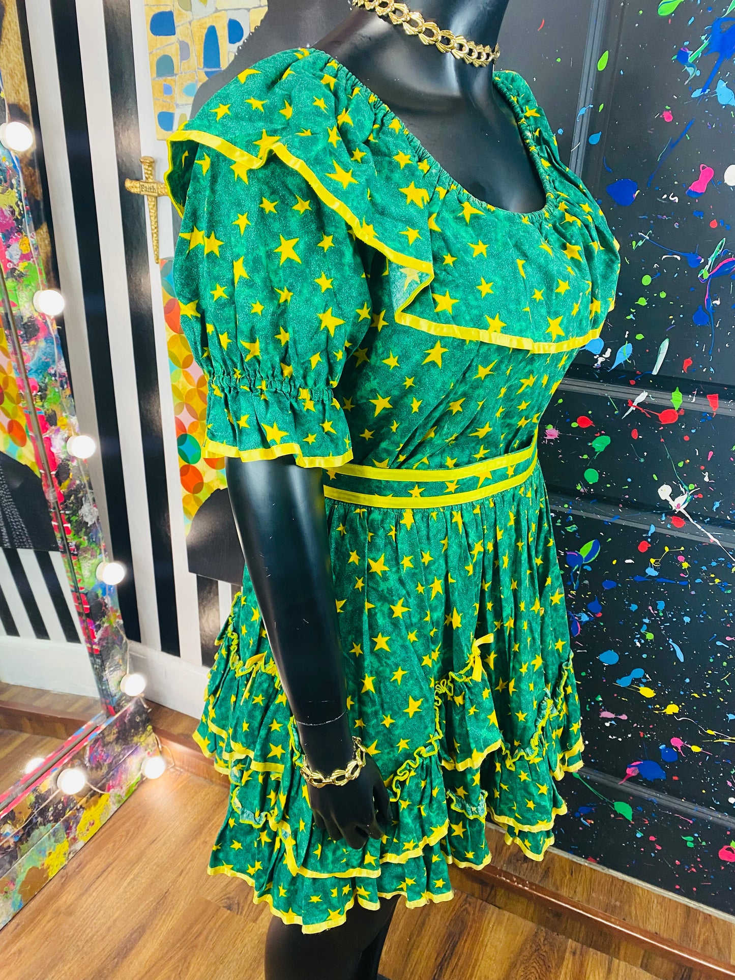 Vintage Green Handmade 3pc Mini Skirt Set