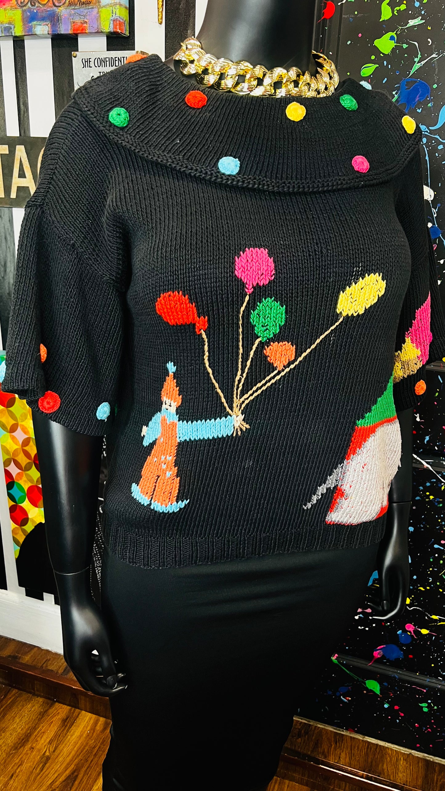 Vintage Knit Cropped Novelty Sweater (20)